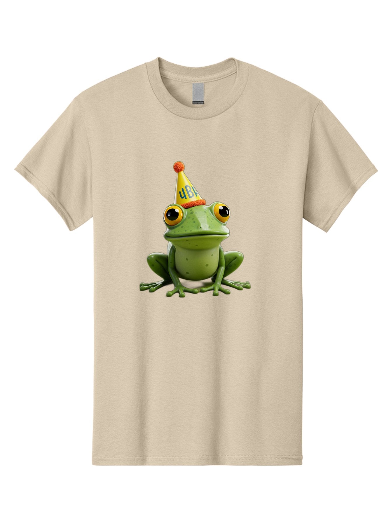 Ube-Frog Men'S Graphic Tee, 100% Cotton, Comfortable Casual Summer Wear, Machine Washable, Cartoon Frog, Party Hat, Funny Animal, Quirky Character, Amusement, Comical Illustration, Festive Vibe, Humor, Meme Inspiration, Entertaining Graphic Bac530 15