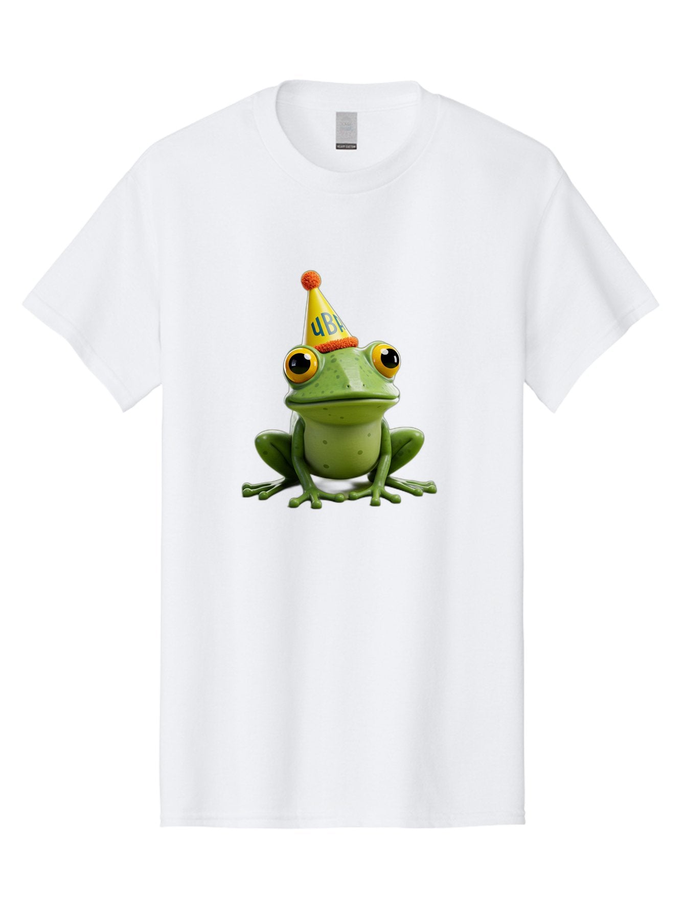 Ube-Frog Men'S Graphic Tee, 100% Cotton, Comfortable Casual Summer Wear, Machine Washable, Cartoon Frog, Party Hat, Funny Animal, Quirky Character, Amusement, Comical Illustration, Festive Vibe, Humor, Meme Inspiration, Entertaining Graphic Bac530 5