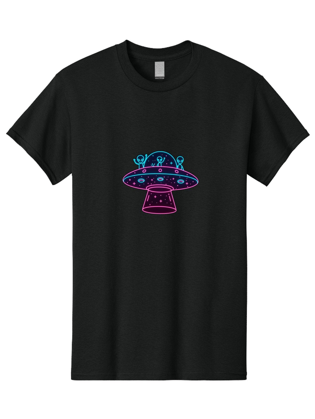 Ufo-Alien-Spaceship Men'S Graphic Tee, 100% Cotton, Comfortable Casual Summer Wear, Machine Washable, Alien Spaceship, Extraterrestrial Life, Futuristic Design, Neon Lights, Cosmic Travel, Stars, Universe Exploration, Mystic Ambiance, Bac531 8
