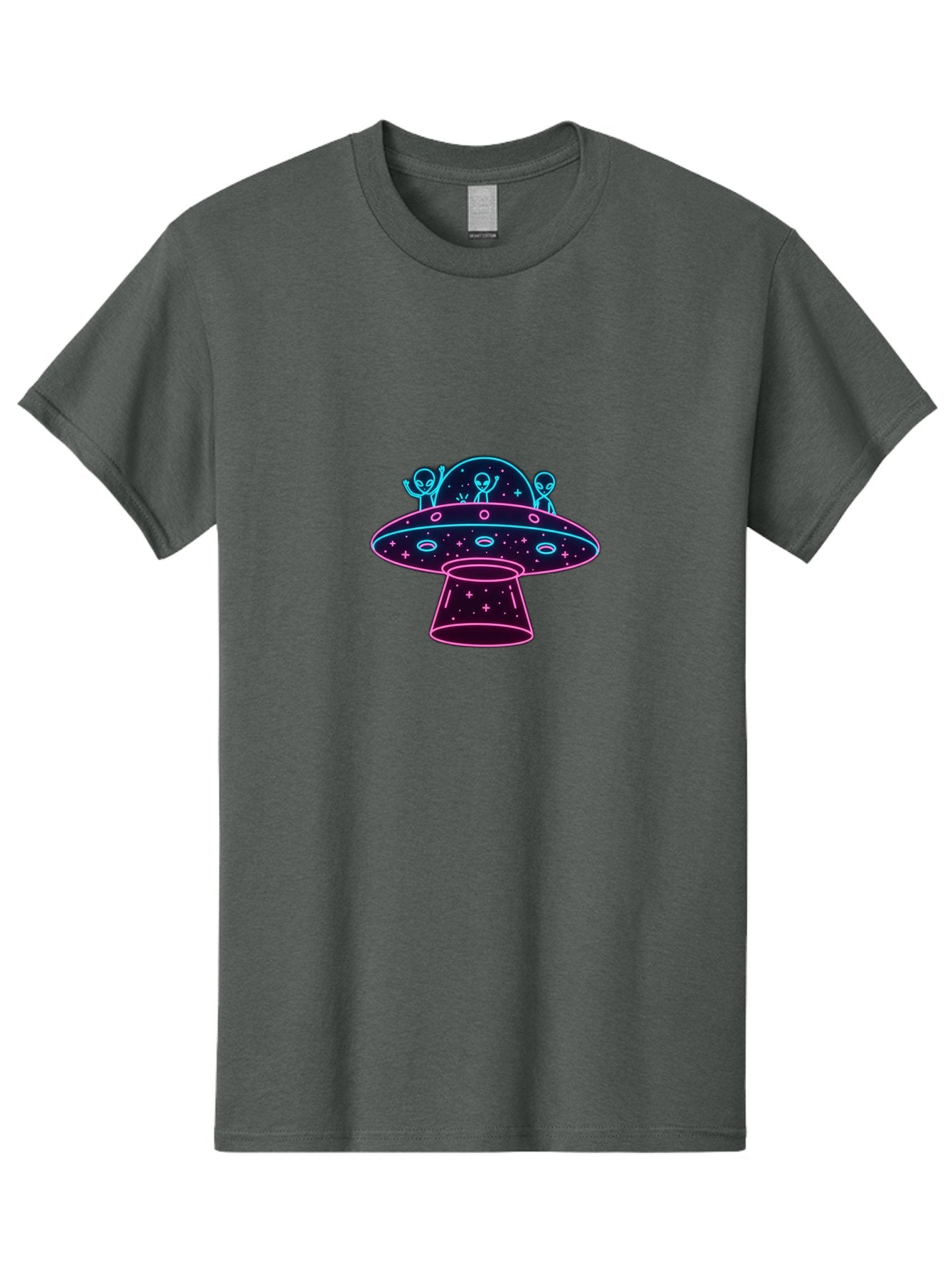 Ufo-Alien-Spaceship Men'S Graphic Tee, 100% Cotton, Comfortable Casual Summer Wear, Machine Washable, Alien Spaceship, Extraterrestrial Life, Futuristic Design, Neon Lights, Cosmic Travel, Stars, Universe Exploration, Mystic Ambiance, Bac531 6