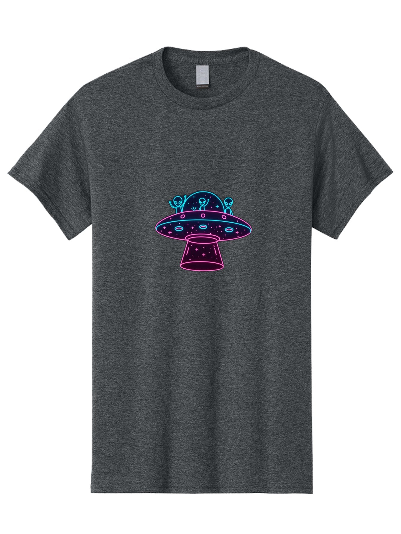 Ufo-Alien-Spaceship Men'S Graphic Tee, 100% Cotton, Comfortable Casual Summer Wear, Machine Washable, Alien Spaceship, Extraterrestrial Life, Futuristic Design, Neon Lights, Cosmic Travel, Stars, Universe Exploration, Mystic Ambiance, Bac531 4