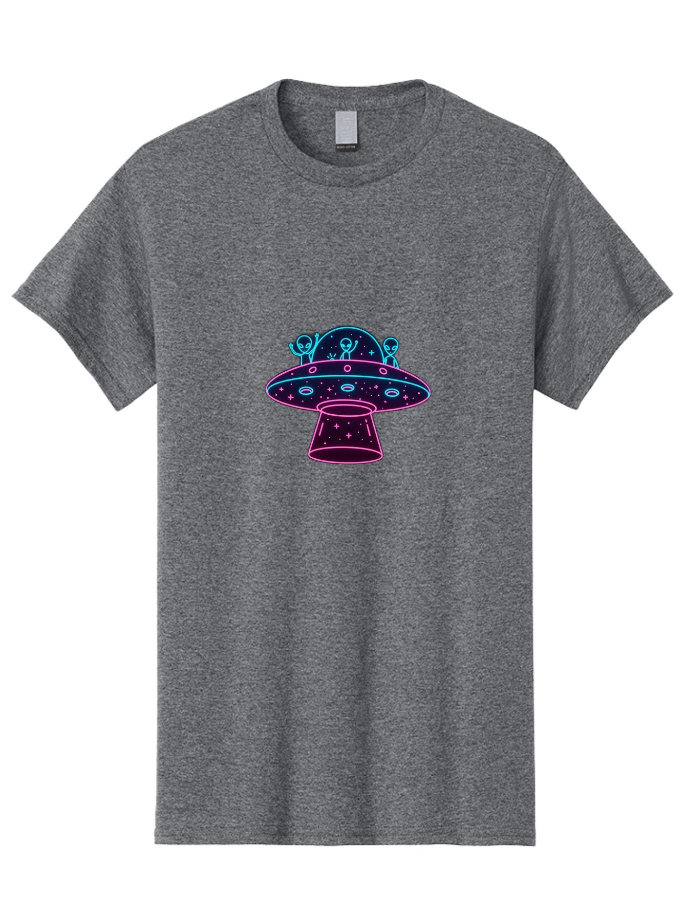 Ufo-Alien-Spaceship Men'S Graphic Tee, 100% Cotton, Comfortable Casual Summer Wear, Machine Washable, Alien Spaceship, Extraterrestrial Life, Futuristic Design, Neon Lights, Cosmic Travel, Stars, Universe Exploration, Mystic Ambiance, Bac531 11
