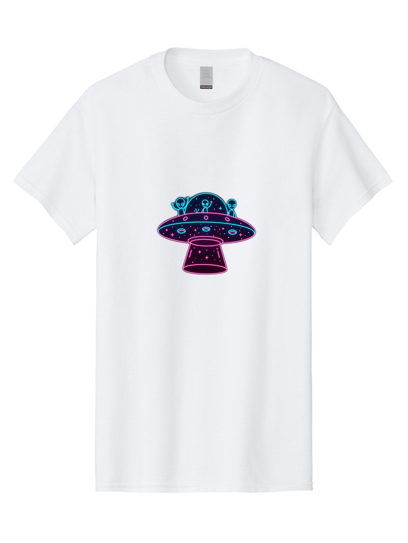 Ufo-Alien-Spaceship Men'S Graphic Tee, 100% Cotton, Comfortable Casual Summer Wear, Machine Washable, Alien Spaceship, Extraterrestrial Life, Futuristic Design, Neon Lights, Cosmic Travel, Stars, Universe Exploration, Mystic Ambiance, Bac531