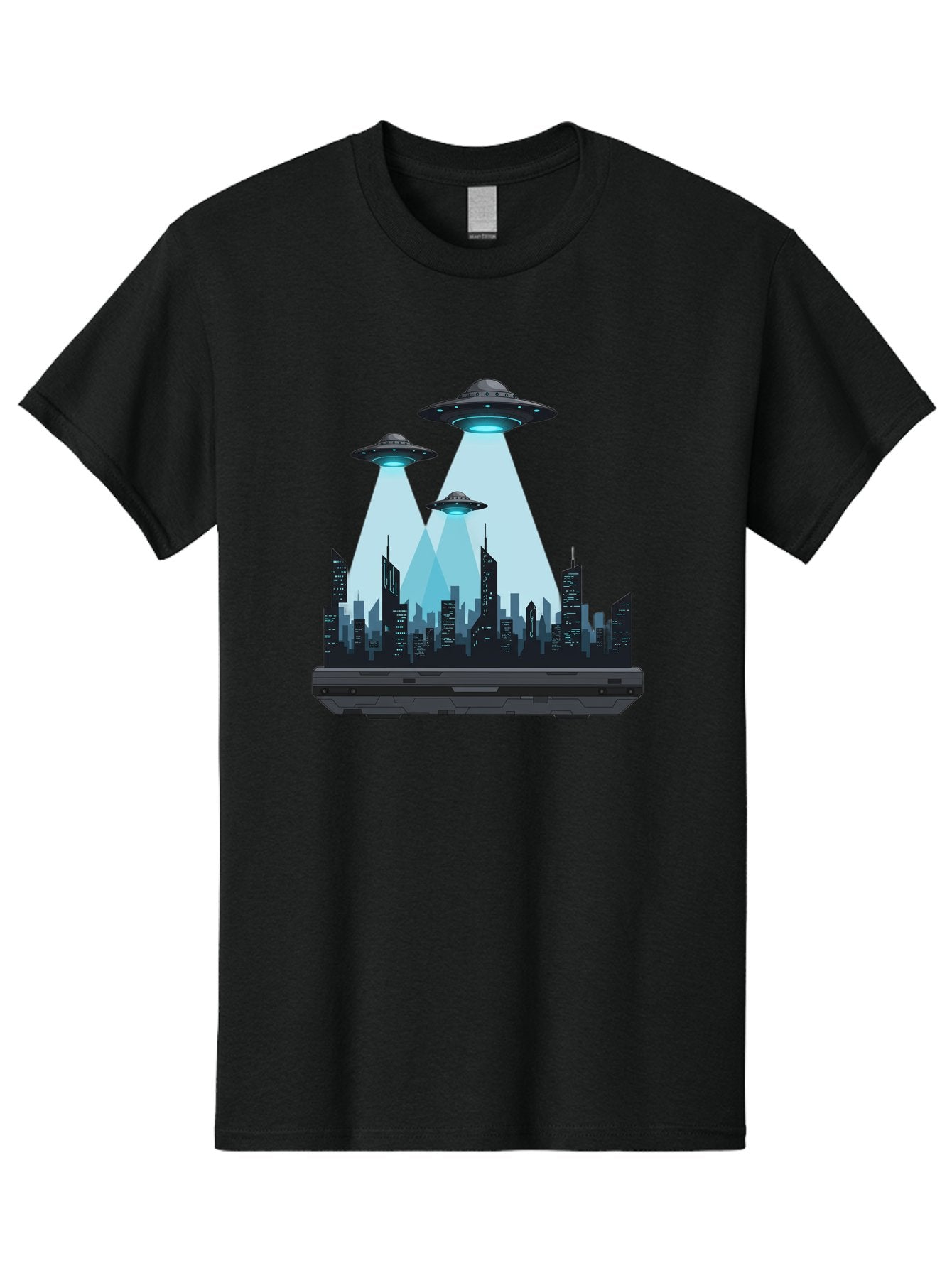 Ufo-Invasion-1 Men'S Graphic Tee, 100% Cotton, Comfortable Casual Summer Wear, Machine Washable, Ufos Over City, Alien Invasion, Science Fiction, Futuristic Cityscape, Extraterrestrial Visitation, Urban Landscape, Mysterious Lights, Bac533 12