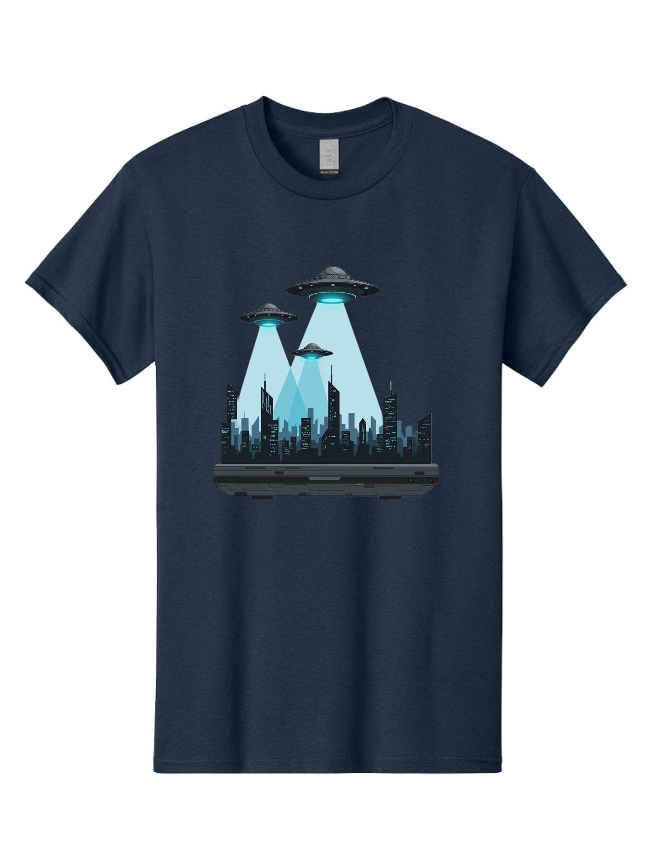 Ufo-Invasion-1 Men'S Graphic Tee, 100% Cotton, Comfortable Casual Summer Wear, Machine Washable, Ufos Over City, Alien Invasion, Science Fiction, Futuristic Cityscape, Extraterrestrial Visitation, Urban Landscape, Mysterious Lights, Bac533 13