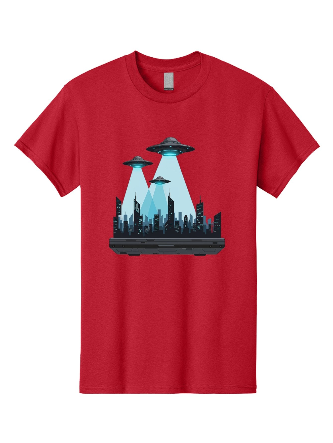 Ufo-Invasion-1 Men'S Graphic Tee, 100% Cotton, Comfortable Casual Summer Wear, Machine Washable, Ufos Over City, Alien Invasion, Science Fiction, Futuristic Cityscape, Extraterrestrial Visitation, Urban Landscape, Mysterious Lights, Bac533 6