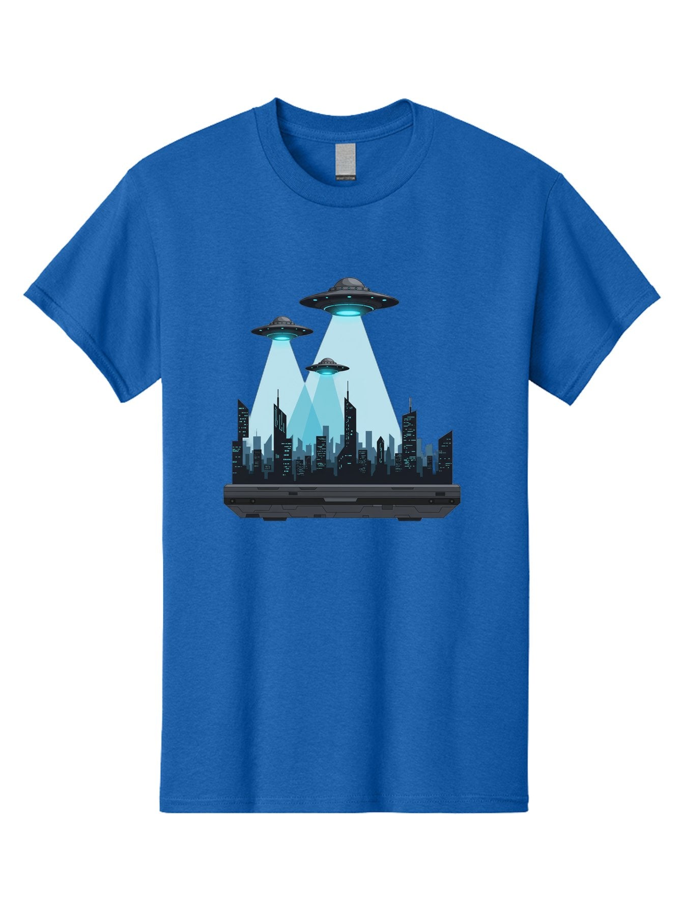 Ufo-Invasion-1 Men'S Graphic Tee, 100% Cotton, Comfortable Casual Summer Wear, Machine Washable, Ufos Over City, Alien Invasion, Science Fiction, Futuristic Cityscape, Extraterrestrial Visitation, Urban Landscape, Mysterious Lights, Bac533 15