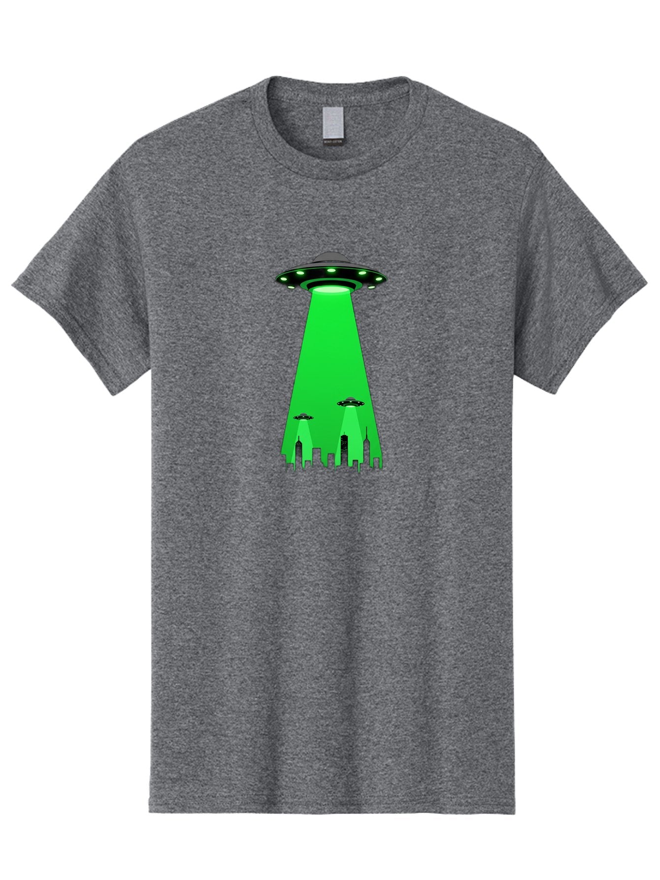 Ufo-Invasion Men'S Graphic Tee, 100% Cotton, Comfortable Casual Summer Wear, Machine Washable, Ufo, Unidentified Flying Object, Alien Spacecraft, Cityscape, Skyscrapers, Mysterious Lights, Extraterrestrial Life, Science Fiction, Bac534 10