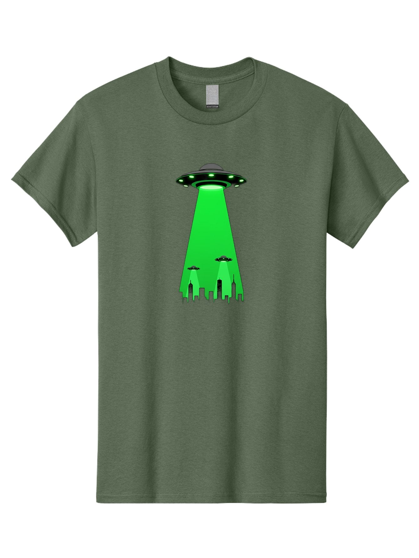 Ufo-Invasion Men'S Graphic Tee, 100% Cotton, Comfortable Casual Summer Wear, Machine Washable, Ufo, Unidentified Flying Object, Alien Spacecraft, Cityscape, Skyscrapers, Mysterious Lights, Extraterrestrial Life, Science Fiction, Bac534 13