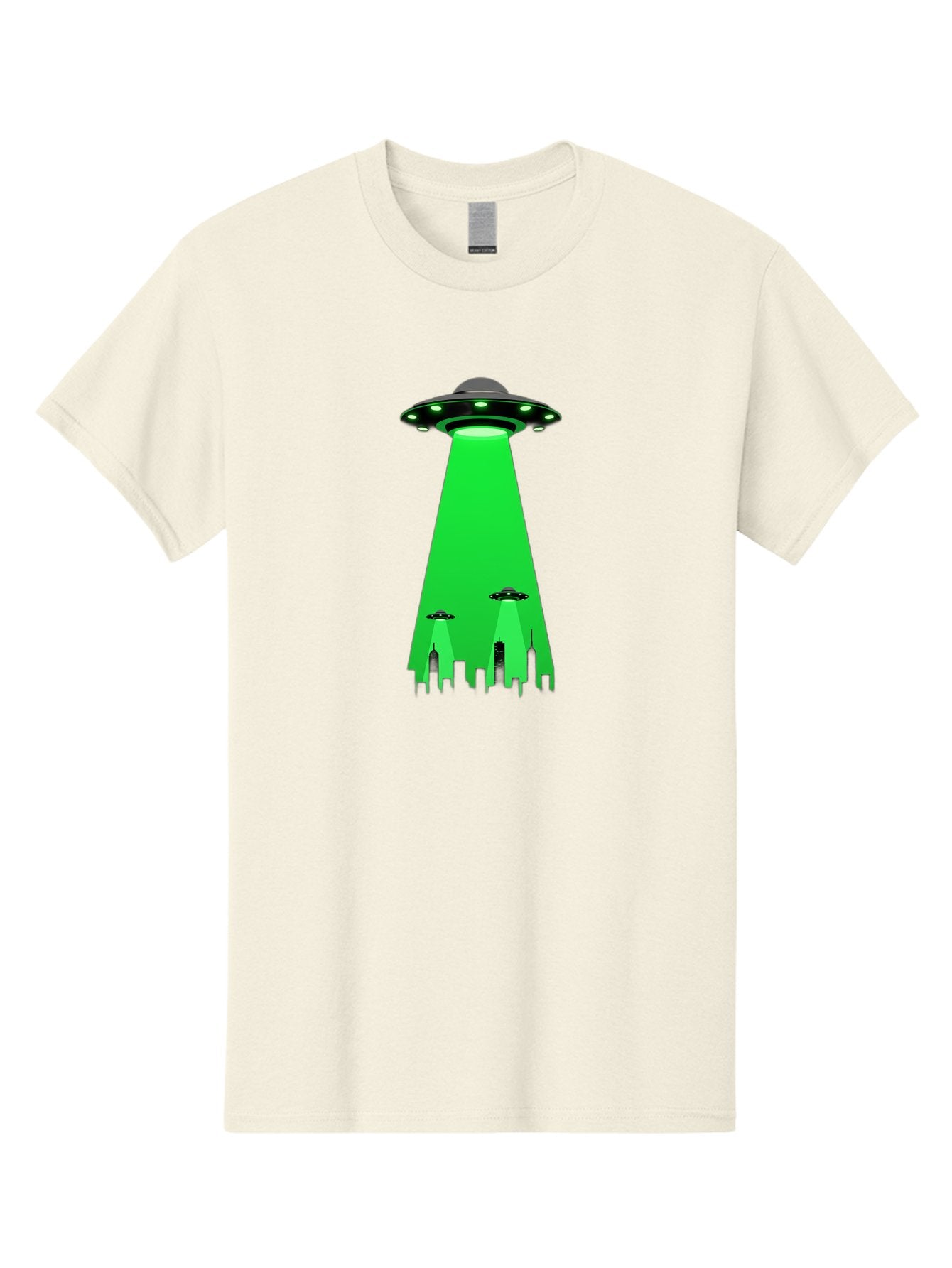 Ufo-Invasion Men'S Graphic Tee, 100% Cotton, Comfortable Casual Summer Wear, Machine Washable, Ufo, Unidentified Flying Object, Alien Spacecraft, Cityscape, Skyscrapers, Mysterious Lights, Extraterrestrial Life, Science Fiction, Bac534 6