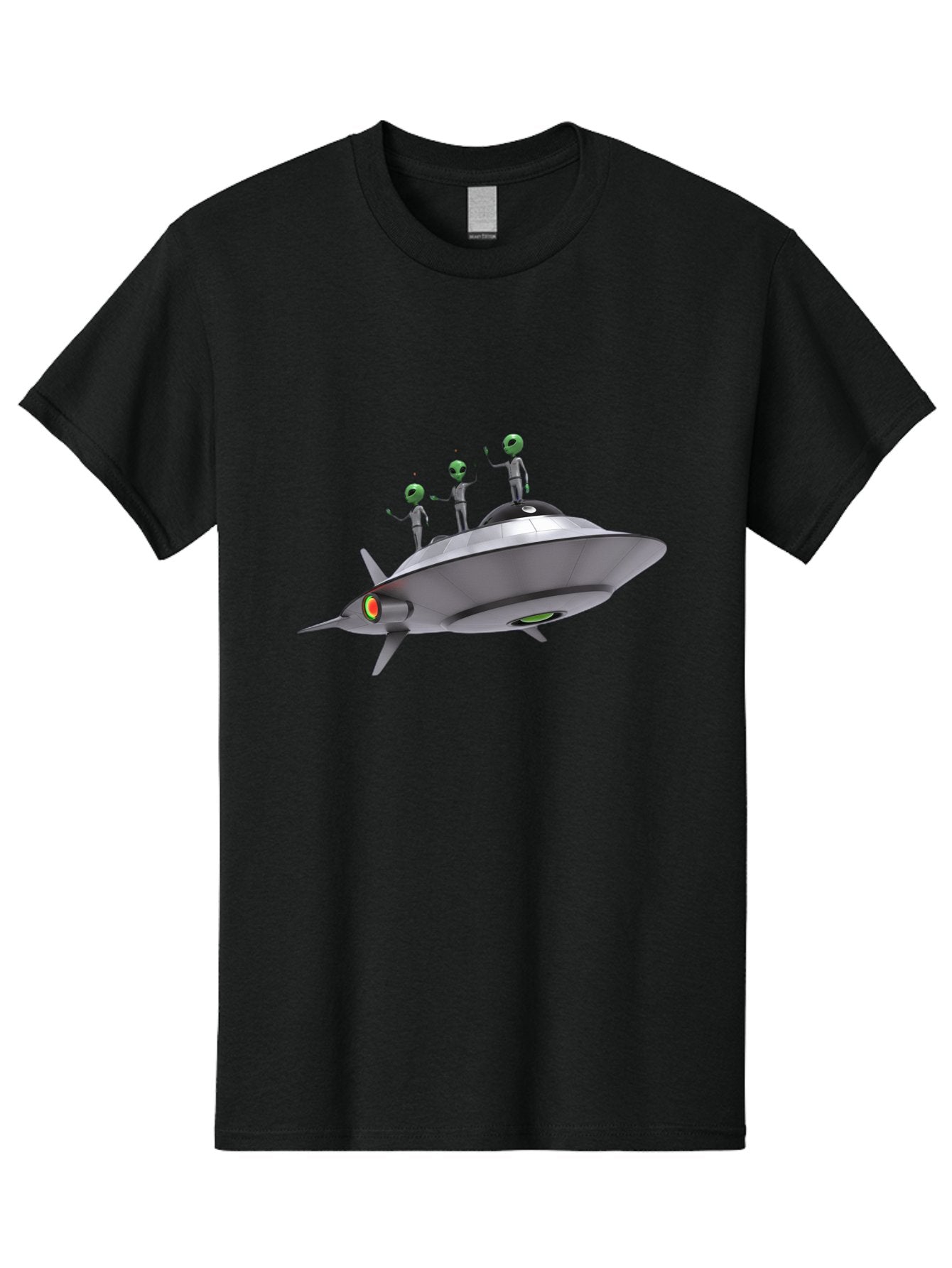 Ufo-With-Aliens Men'S Graphic Tee, 100% Cotton, Comfortable Casual Summer Wear, Machine Washable, Silver Ufo, Gray Aliens, Extraterrestrial Life, Science Fiction, Space Travel, Futuristic Design, Otherworldly Scene, Alien Technology, Bac536 9