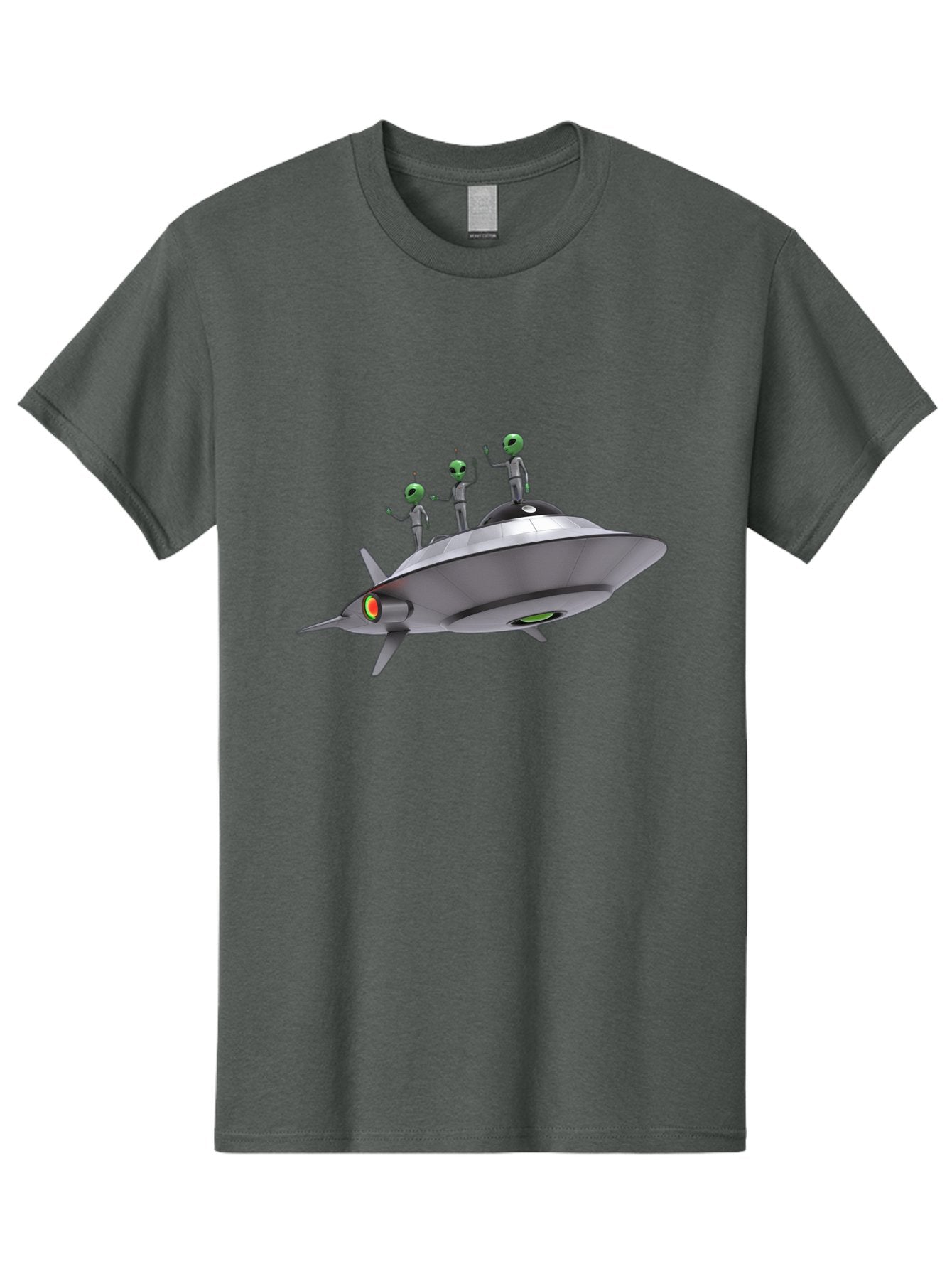 Ufo-With-Aliens Men'S Graphic Tee, 100% Cotton, Comfortable Casual Summer Wear, Machine Washable, Silver Ufo, Gray Aliens, Extraterrestrial Life, Science Fiction, Space Travel, Futuristic Design, Otherworldly Scene, Alien Technology, Bac536 12