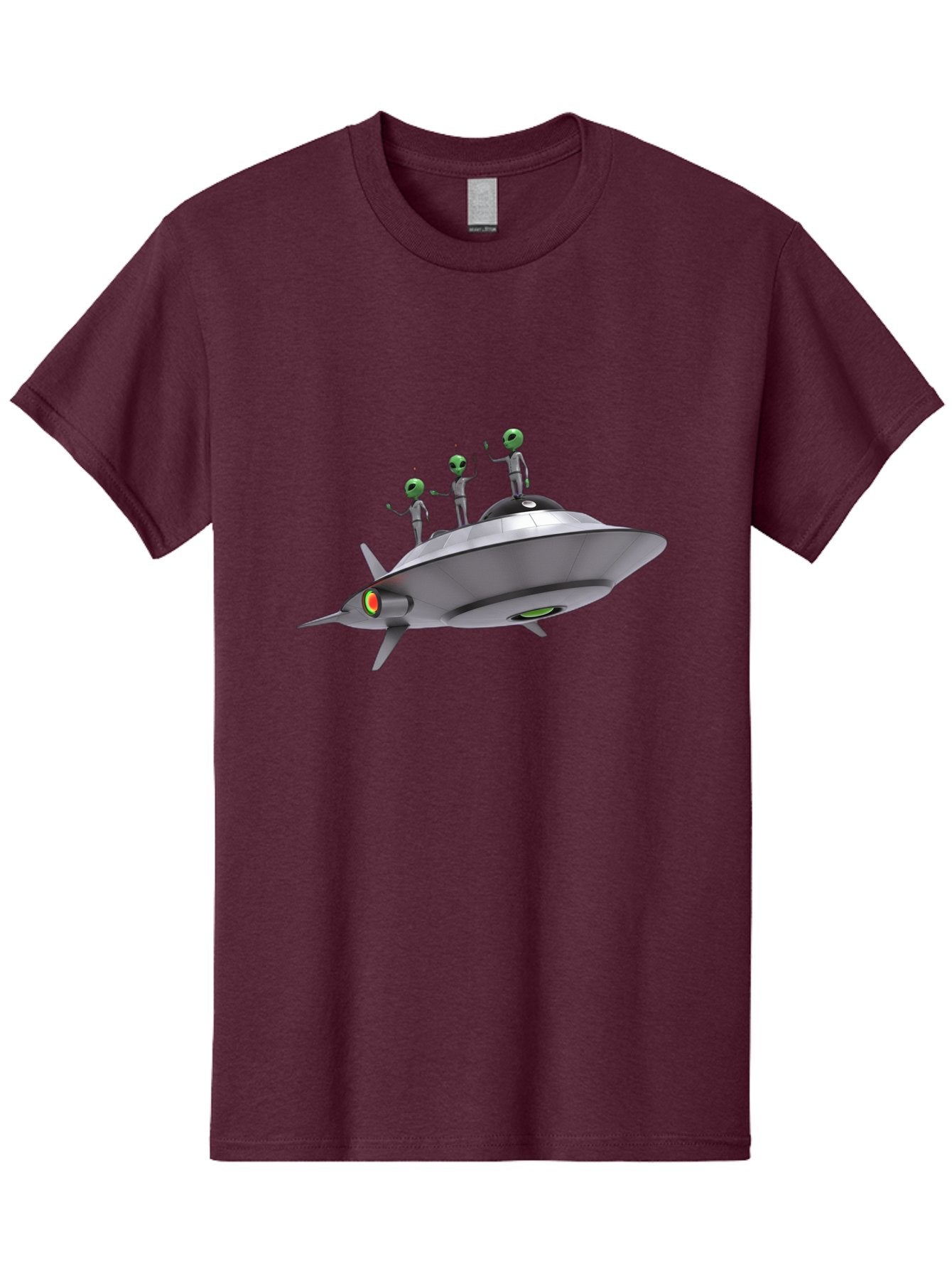 Ufo-With-Aliens Men'S Graphic Tee, 100% Cotton, Comfortable Casual Summer Wear, Machine Washable, Silver Ufo, Gray Aliens, Extraterrestrial Life, Science Fiction, Space Travel, Futuristic Design, Otherworldly Scene, Alien Technology, Bac536 14