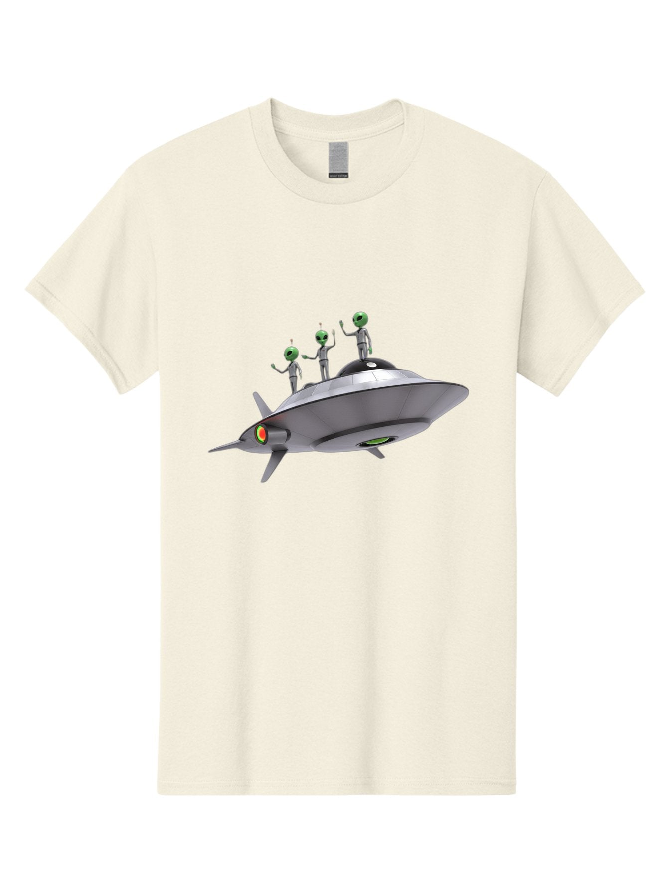 Ufo-With-Aliens Men'S Graphic Tee, 100% Cotton, Comfortable Casual Summer Wear, Machine Washable, Silver Ufo, Gray Aliens, Extraterrestrial Life, Science Fiction, Space Travel, Futuristic Design, Otherworldly Scene, Alien Technology, Bac536 4