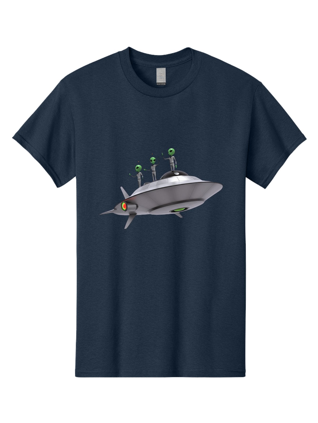 Ufo-With-Aliens Men'S Graphic Tee, 100% Cotton, Comfortable Casual Summer Wear, Machine Washable, Silver Ufo, Gray Aliens, Extraterrestrial Life, Science Fiction, Space Travel, Futuristic Design, Otherworldly Scene, Alien Technology, Bac536 3
