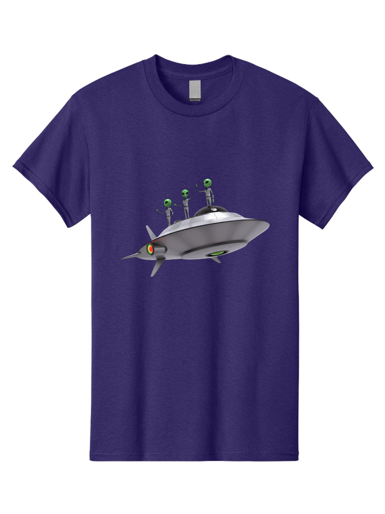 Ufo-With-Aliens Men'S Graphic Tee, 100% Cotton, Comfortable Casual Summer Wear, Machine Washable, Silver Ufo, Gray Aliens, Extraterrestrial Life, Science Fiction, Space Travel, Futuristic Design, Otherworldly Scene, Alien Technology, Bac536 5