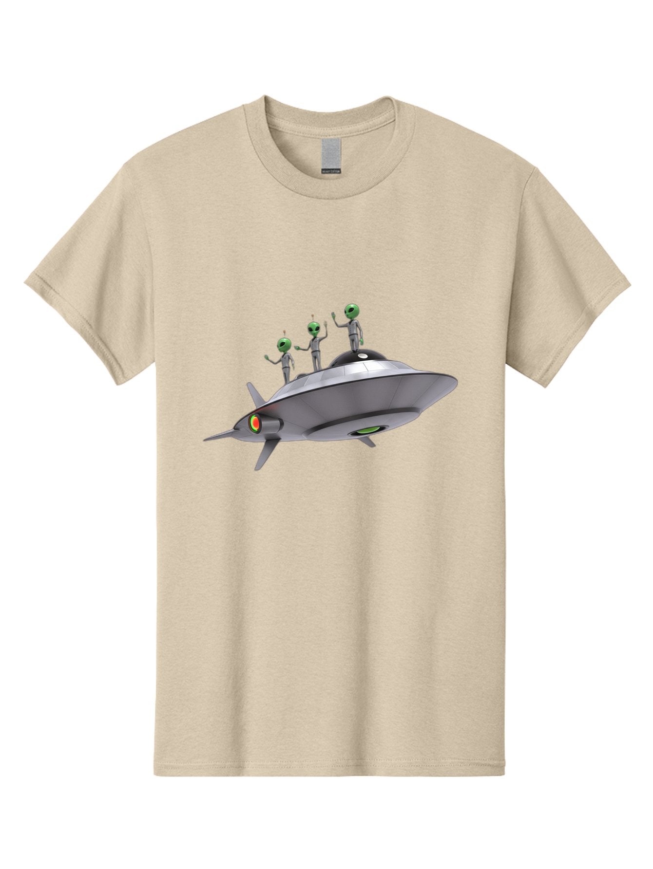 Ufo-With-Aliens Men'S Graphic Tee, 100% Cotton, Comfortable Casual Summer Wear, Machine Washable, Silver Ufo, Gray Aliens, Extraterrestrial Life, Science Fiction, Space Travel, Futuristic Design, Otherworldly Scene, Alien Technology, Bac536 10