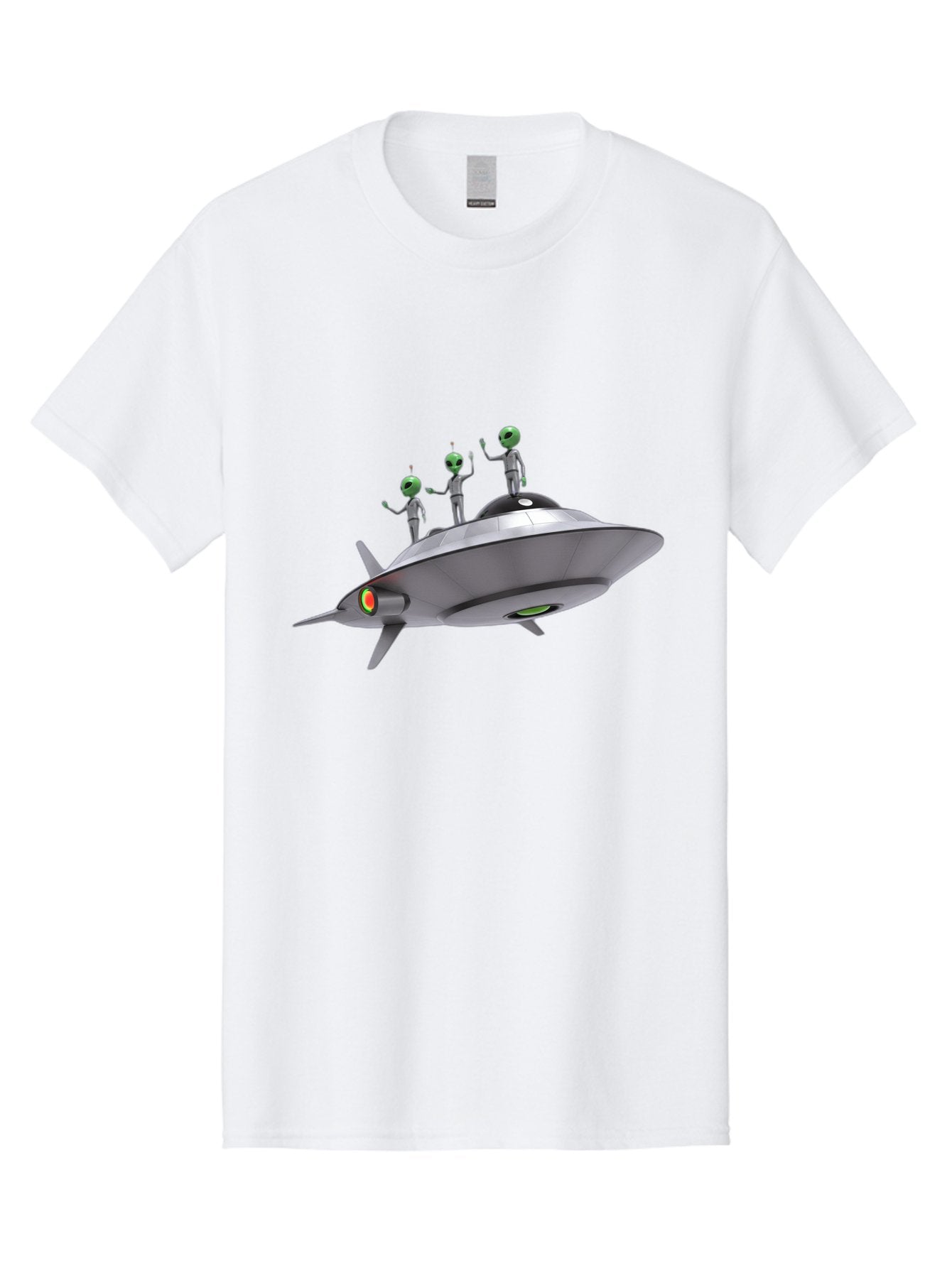 Ufo-With-Aliens Men'S Graphic Tee, 100% Cotton, Comfortable Casual Summer Wear, Machine Washable, Silver Ufo, Gray Aliens, Extraterrestrial Life, Science Fiction, Space Travel, Futuristic Design, Otherworldly Scene, Alien Technology, Bac536 15