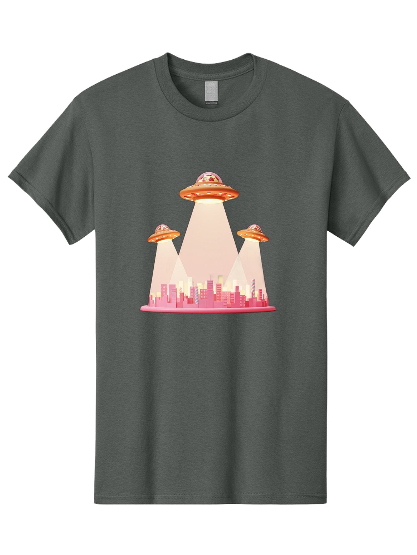 Ufos-1 Men'S Graphic Tee, 100% Cotton, Comfortable Casual Summer Wear, Machine Washable, Ufos Hovering Over City, Alien Invasion, Science Fiction, Futuristic Landscape, Urban Scenery, Extraterrestrial Life, Flying Saucers, Cityscape, Bac538 13