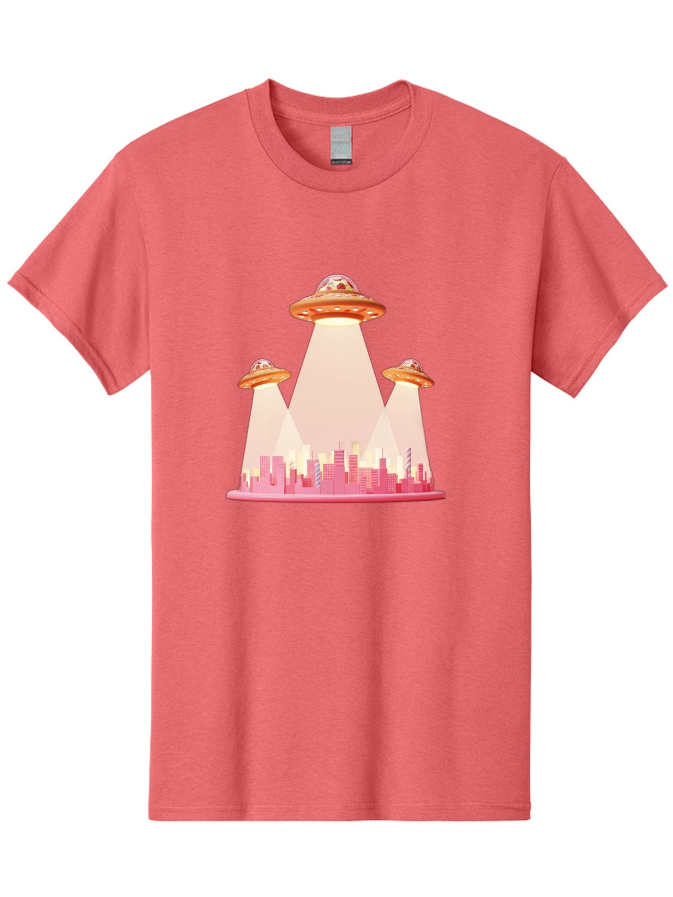 Ufos-1 Men'S Graphic Tee, 100% Cotton, Comfortable Casual Summer Wear, Machine Washable, Ufos Hovering Over City, Alien Invasion, Science Fiction, Futuristic Landscape, Urban Scenery, Extraterrestrial Life, Flying Saucers, Cityscape, Bac538 10