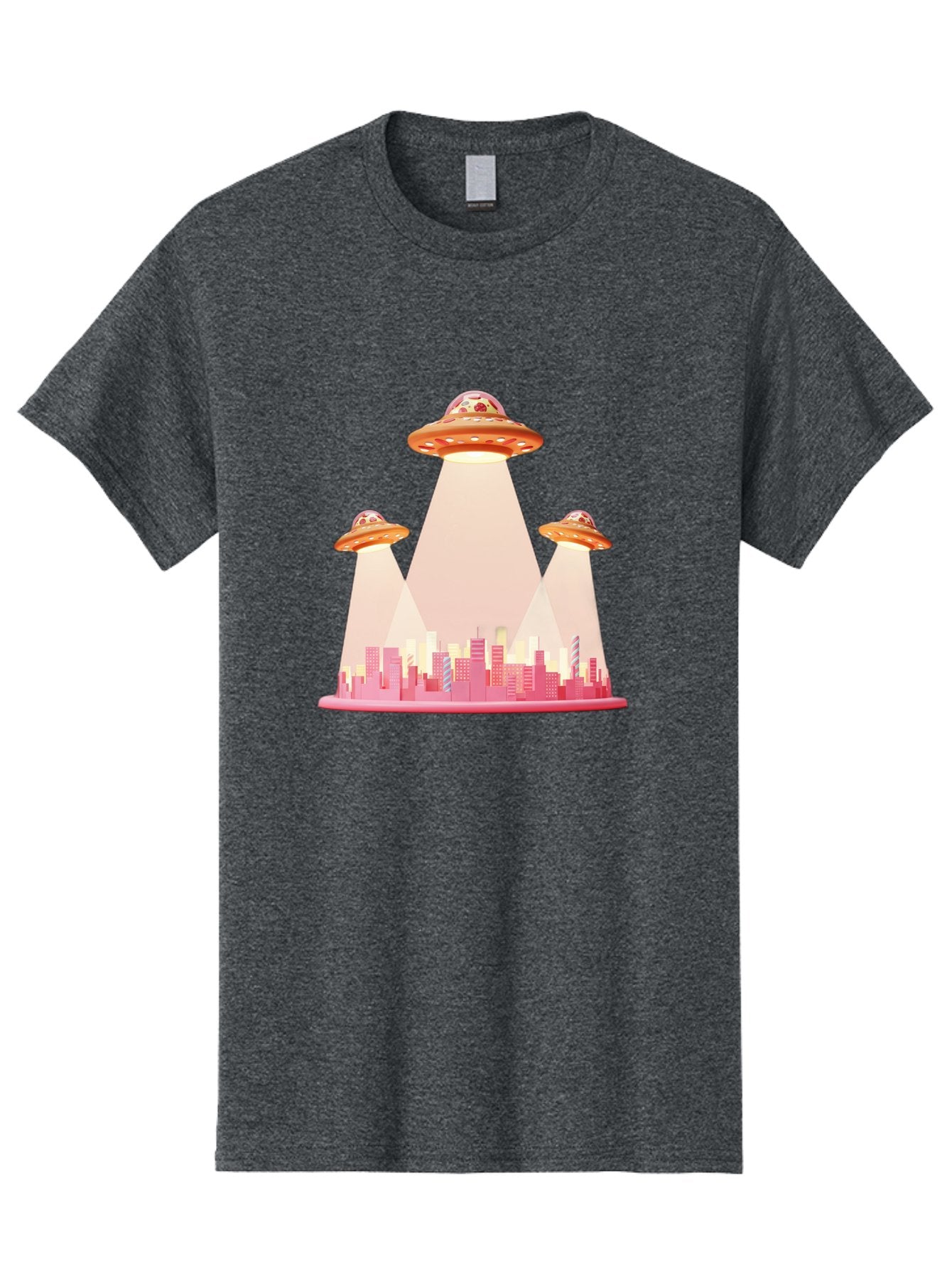 Ufos-1 Men'S Graphic Tee, 100% Cotton, Comfortable Casual Summer Wear, Machine Washable, Ufos Hovering Over City, Alien Invasion, Science Fiction, Futuristic Landscape, Urban Scenery, Extraterrestrial Life, Flying Saucers, Cityscape, Bac538 15