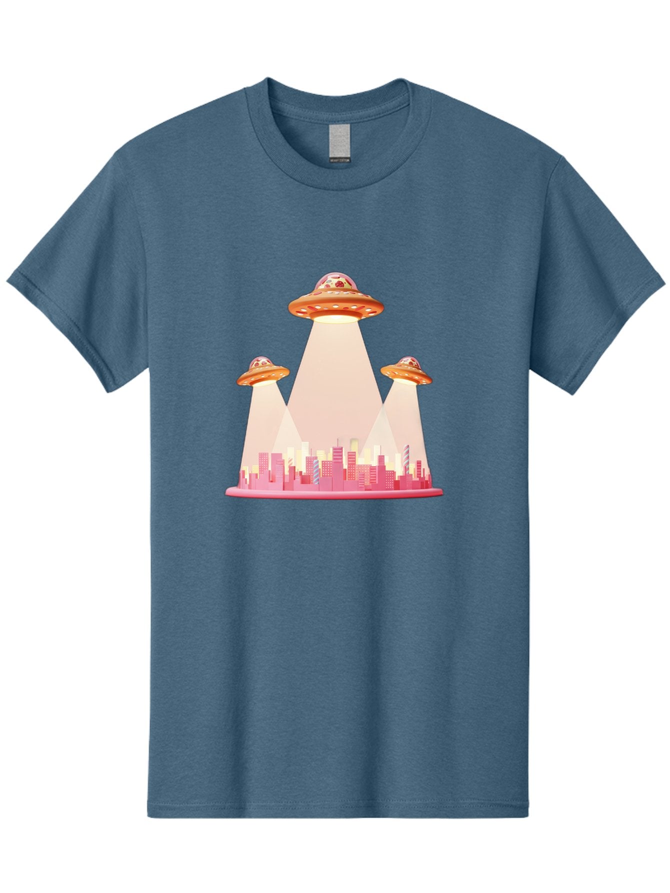 Ufos-1 Men'S Graphic Tee, 100% Cotton, Comfortable Casual Summer Wear, Machine Washable, Ufos Hovering Over City, Alien Invasion, Science Fiction, Futuristic Landscape, Urban Scenery, Extraterrestrial Life, Flying Saucers, Cityscape, Bac538 14