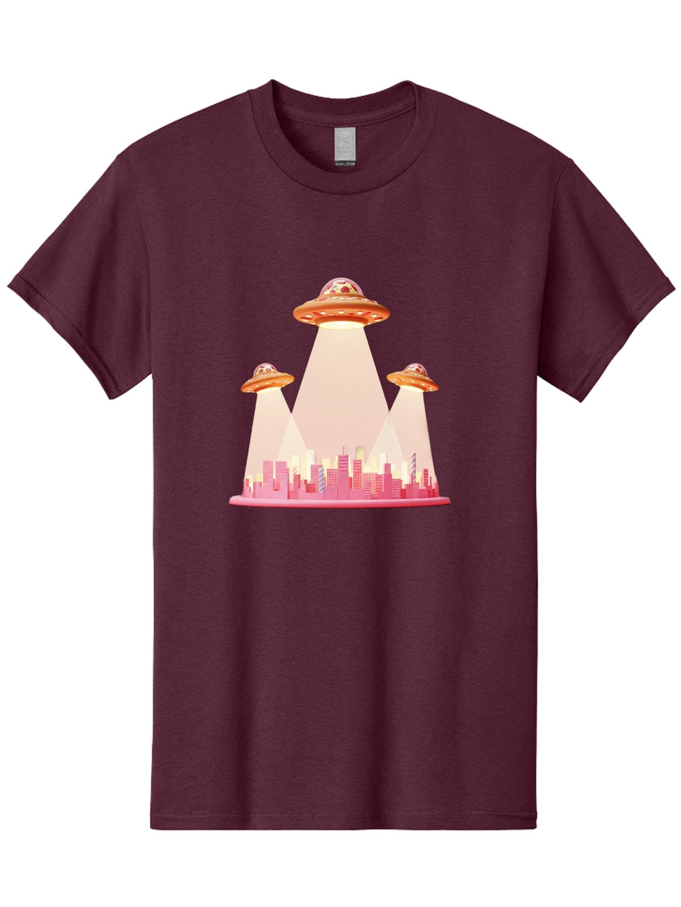 Ufos-1 Men'S Graphic Tee, 100% Cotton, Comfortable Casual Summer Wear, Machine Washable, Ufos Hovering Over City, Alien Invasion, Science Fiction, Futuristic Landscape, Urban Scenery, Extraterrestrial Life, Flying Saucers, Cityscape, Bac538