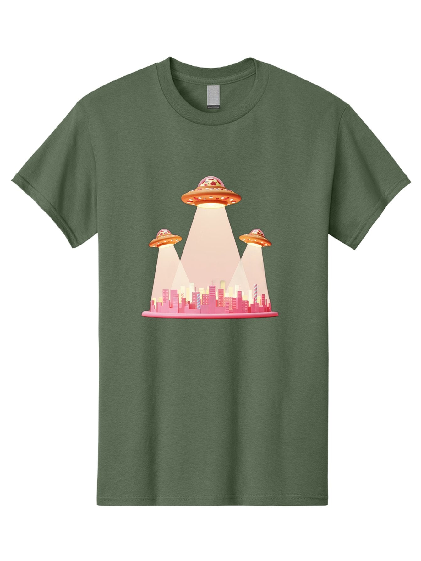 Ufos-1 Men'S Graphic Tee, 100% Cotton, Comfortable Casual Summer Wear, Machine Washable, Ufos Hovering Over City, Alien Invasion, Science Fiction, Futuristic Landscape, Urban Scenery, Extraterrestrial Life, Flying Saucers, Cityscape, Bac538 11