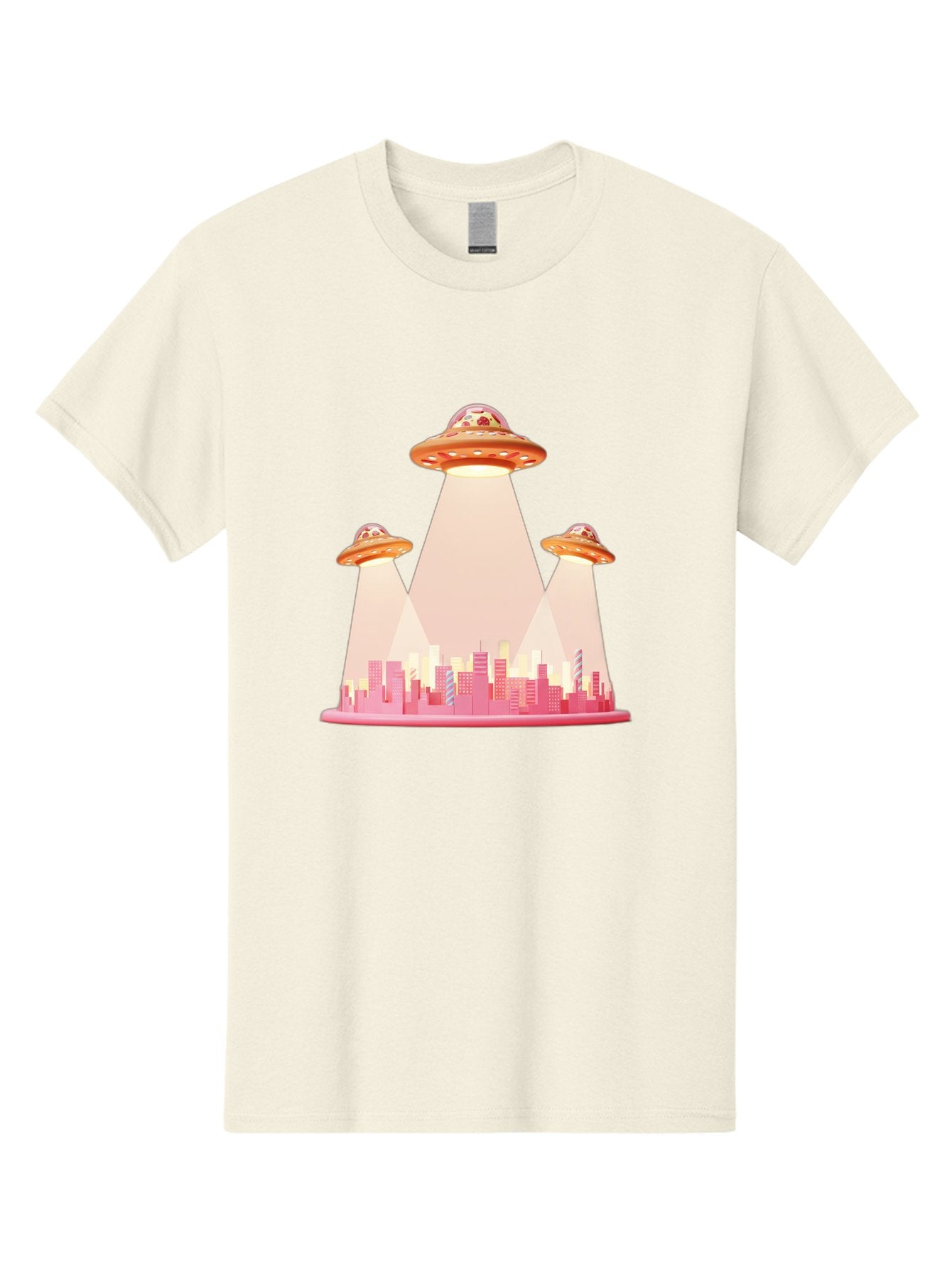 Ufos-1 Men'S Graphic Tee, 100% Cotton, Comfortable Casual Summer Wear, Machine Washable, Ufos Hovering Over City, Alien Invasion, Science Fiction, Futuristic Landscape, Urban Scenery, Extraterrestrial Life, Flying Saucers, Cityscape, Bac538 9