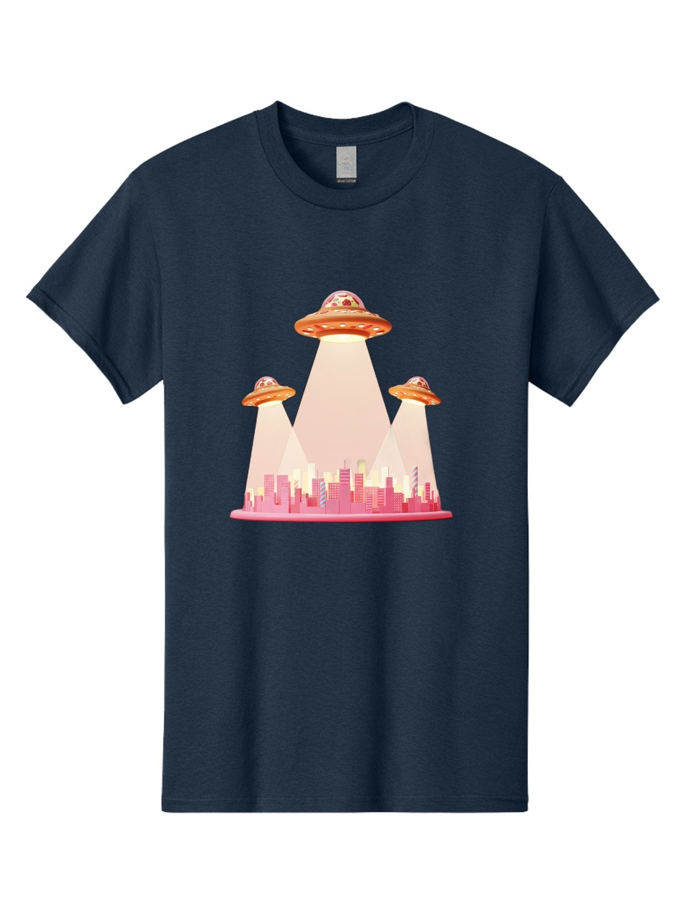 Ufos-1 Men'S Graphic Tee, 100% Cotton, Comfortable Casual Summer Wear, Machine Washable, Ufos Hovering Over City, Alien Invasion, Science Fiction, Futuristic Landscape, Urban Scenery, Extraterrestrial Life, Flying Saucers, Cityscape, Bac538 12