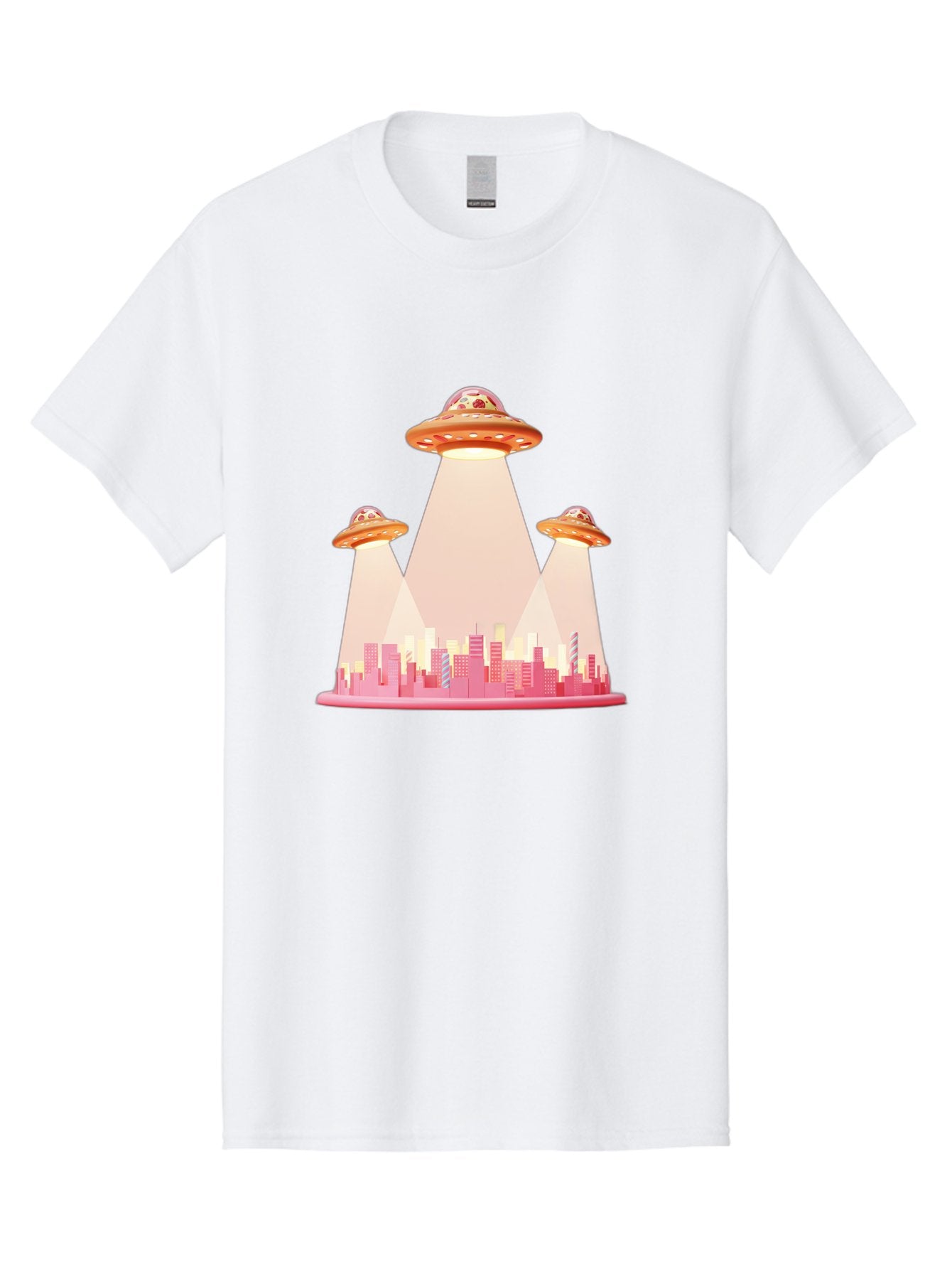 Ufos-1 Men'S Graphic Tee, 100% Cotton, Comfortable Casual Summer Wear, Machine Washable, Ufos Hovering Over City, Alien Invasion, Science Fiction, Futuristic Landscape, Urban Scenery, Extraterrestrial Life, Flying Saucers, Cityscape, Bac538 4