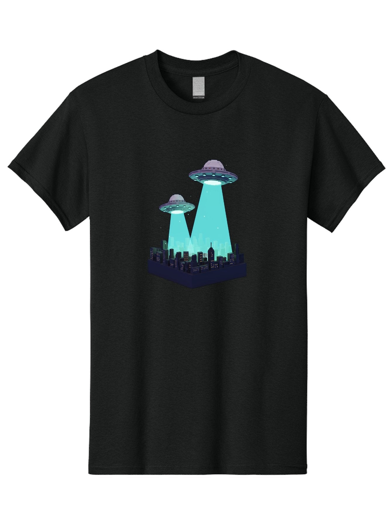 Ufos-Over-City Men'S Graphic Tee, 100% Cotton, Comfortable Casual Summer Wear, Machine Washable, Ufos Over City, Alien Invasion, Science Fiction, Futuristic, Cityscape, Mysterious Lights, Extraterrestrial Activity, Urban Landscape, Bac541 7