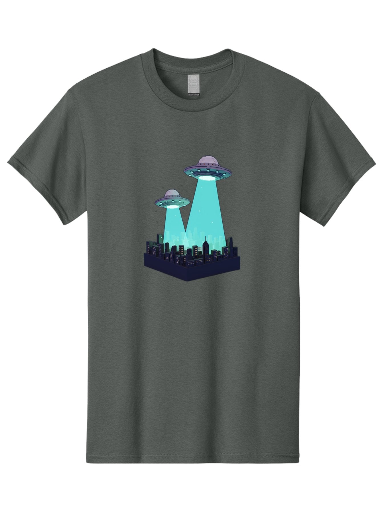 Ufos-Over-City Men'S Graphic Tee, 100% Cotton, Comfortable Casual Summer Wear, Machine Washable, Ufos Over City, Alien Invasion, Science Fiction, Futuristic, Cityscape, Mysterious Lights, Extraterrestrial Activity, Urban Landscape, Bac541 10