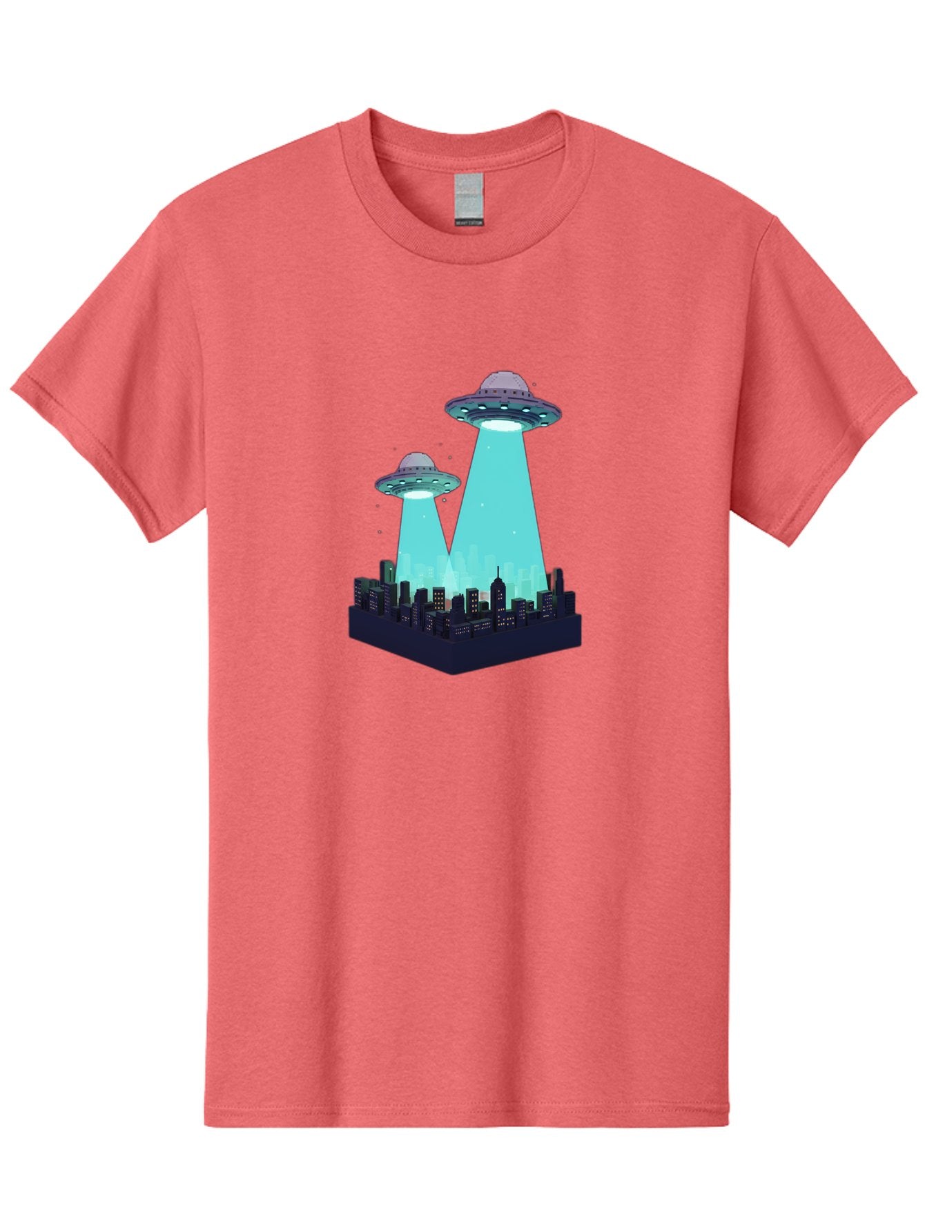 Ufos-Over-City Men'S Graphic Tee, 100% Cotton, Comfortable Casual Summer Wear, Machine Washable, Ufos Over City, Alien Invasion, Science Fiction, Futuristic, Cityscape, Mysterious Lights, Extraterrestrial Activity, Urban Landscape, Bac541 13