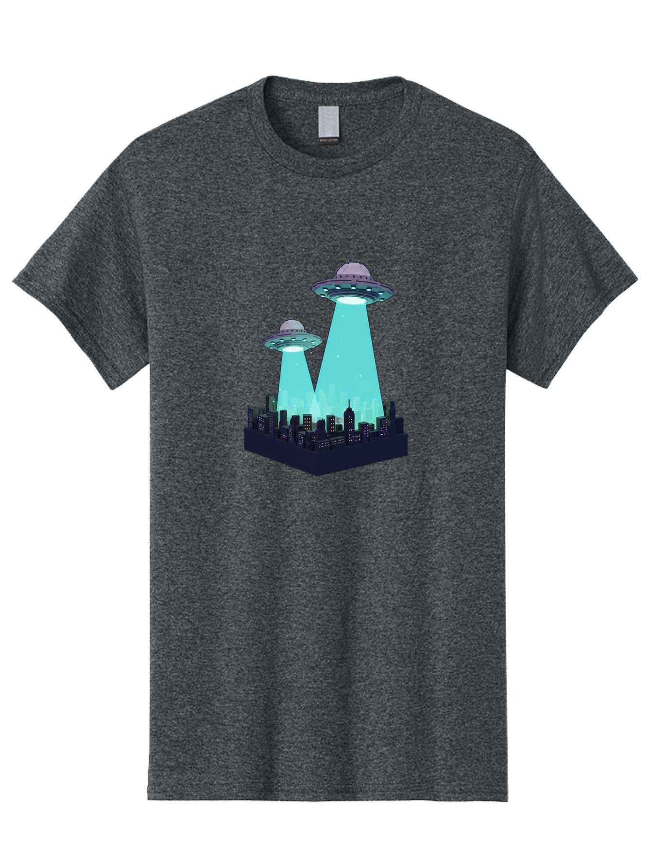 Ufos-Over-City Men'S Graphic Tee, 100% Cotton, Comfortable Casual Summer Wear, Machine Washable, Ufos Over City, Alien Invasion, Science Fiction, Futuristic, Cityscape, Mysterious Lights, Extraterrestrial Activity, Urban Landscape, Bac541
