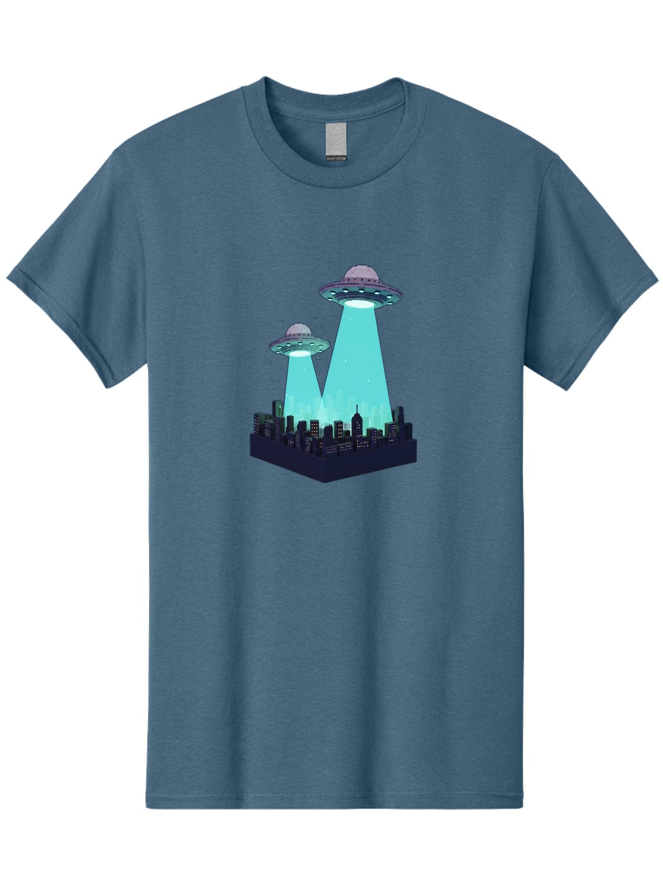 Ufos-Over-City Men'S Graphic Tee, 100% Cotton, Comfortable Casual Summer Wear, Machine Washable, Ufos Over City, Alien Invasion, Science Fiction, Futuristic, Cityscape, Mysterious Lights, Extraterrestrial Activity, Urban Landscape, Bac541 4