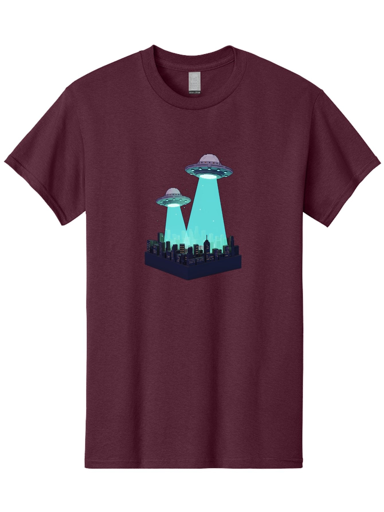 Ufos-Over-City Men'S Graphic Tee, 100% Cotton, Comfortable Casual Summer Wear, Machine Washable, Ufos Over City, Alien Invasion, Science Fiction, Futuristic, Cityscape, Mysterious Lights, Extraterrestrial Activity, Urban Landscape, Bac541 3