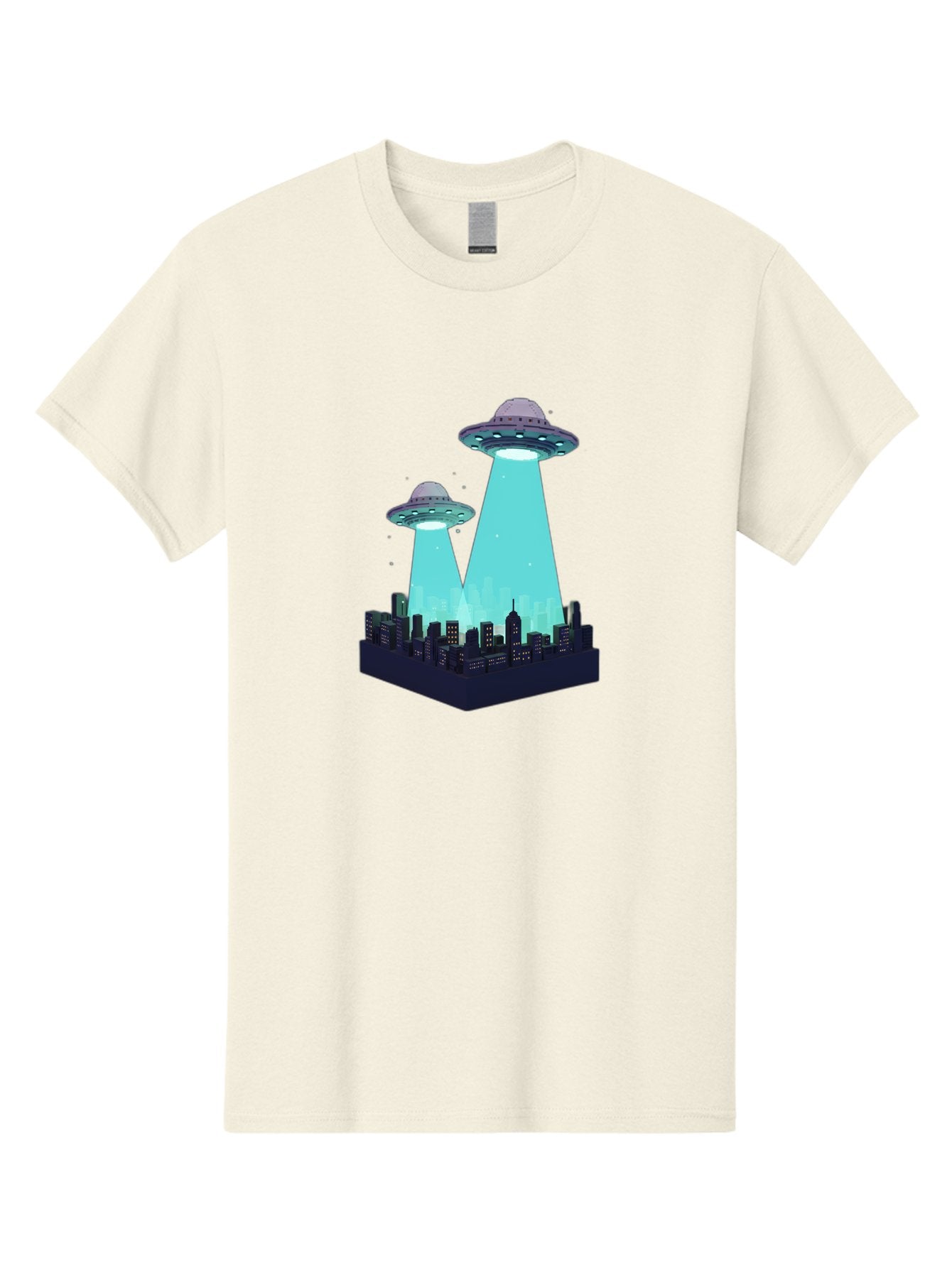 Ufos-Over-City Men'S Graphic Tee, 100% Cotton, Comfortable Casual Summer Wear, Machine Washable, Ufos Over City, Alien Invasion, Science Fiction, Futuristic, Cityscape, Mysterious Lights, Extraterrestrial Activity, Urban Landscape, Bac541 8