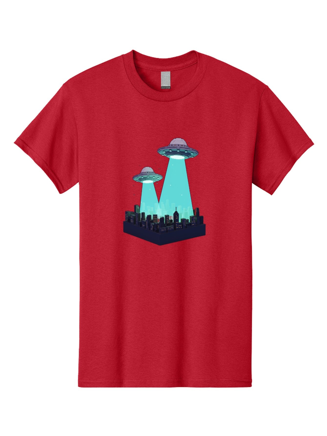 Ufos-Over-City Men'S Graphic Tee, 100% Cotton, Comfortable Casual Summer Wear, Machine Washable, Ufos Over City, Alien Invasion, Science Fiction, Futuristic, Cityscape, Mysterious Lights, Extraterrestrial Activity, Urban Landscape, Bac541 9