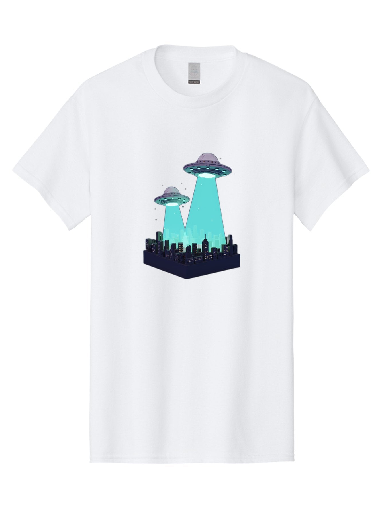 Ufos-Over-City Men'S Graphic Tee, 100% Cotton, Comfortable Casual Summer Wear, Machine Washable, Ufos Over City, Alien Invasion, Science Fiction, Futuristic, Cityscape, Mysterious Lights, Extraterrestrial Activity, Urban Landscape, Bac541 12