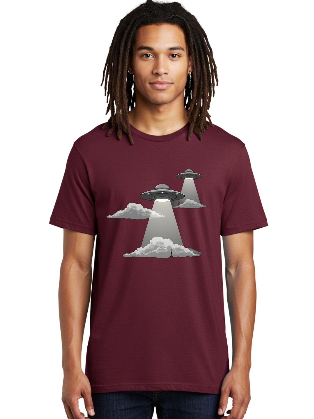 Ufos Men'S Graphic Tee, 100% Cotton, Comfortable Casual Summer Wear, Machine Washable, Ufo Invasion, Alien Spacecraft, Flying Saucers, Mysterious Lights, Cloudy Atmosphere, Science Fiction, Extraterrestrial, Paranormal Activity, Bac542 17