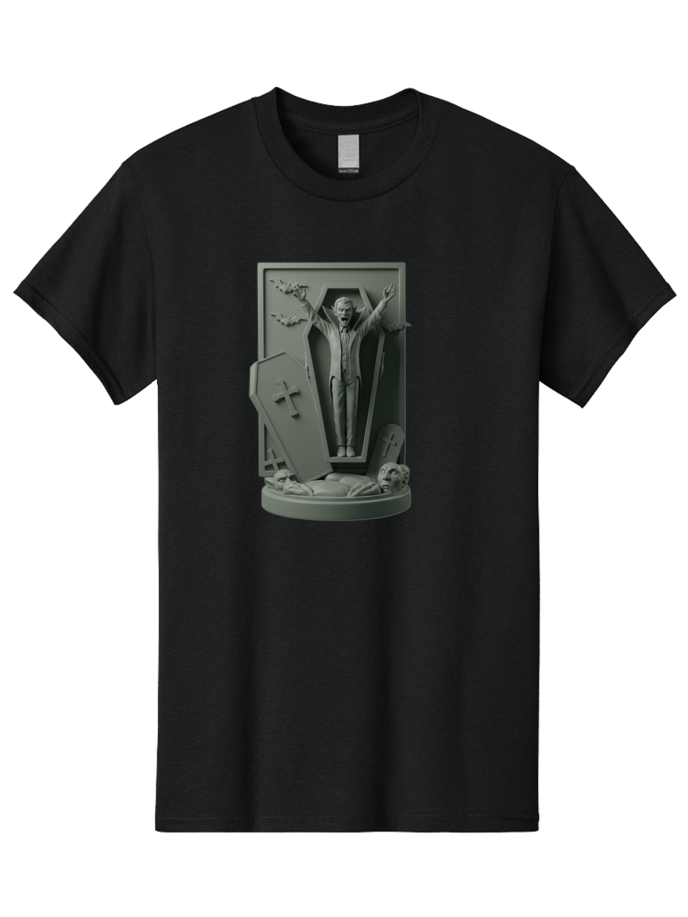 Vampire-Rising Men'S Graphic Tee, 100% Cotton, Comfortable Casual Summer Wear, Machine Washable, Vampire Rising From Coffin, Undead Creature, Horror Theme, Spooky Atmosphere, Bats Flying, Cross Symbol, Undead Rising, Gothic Style, Bac544 12