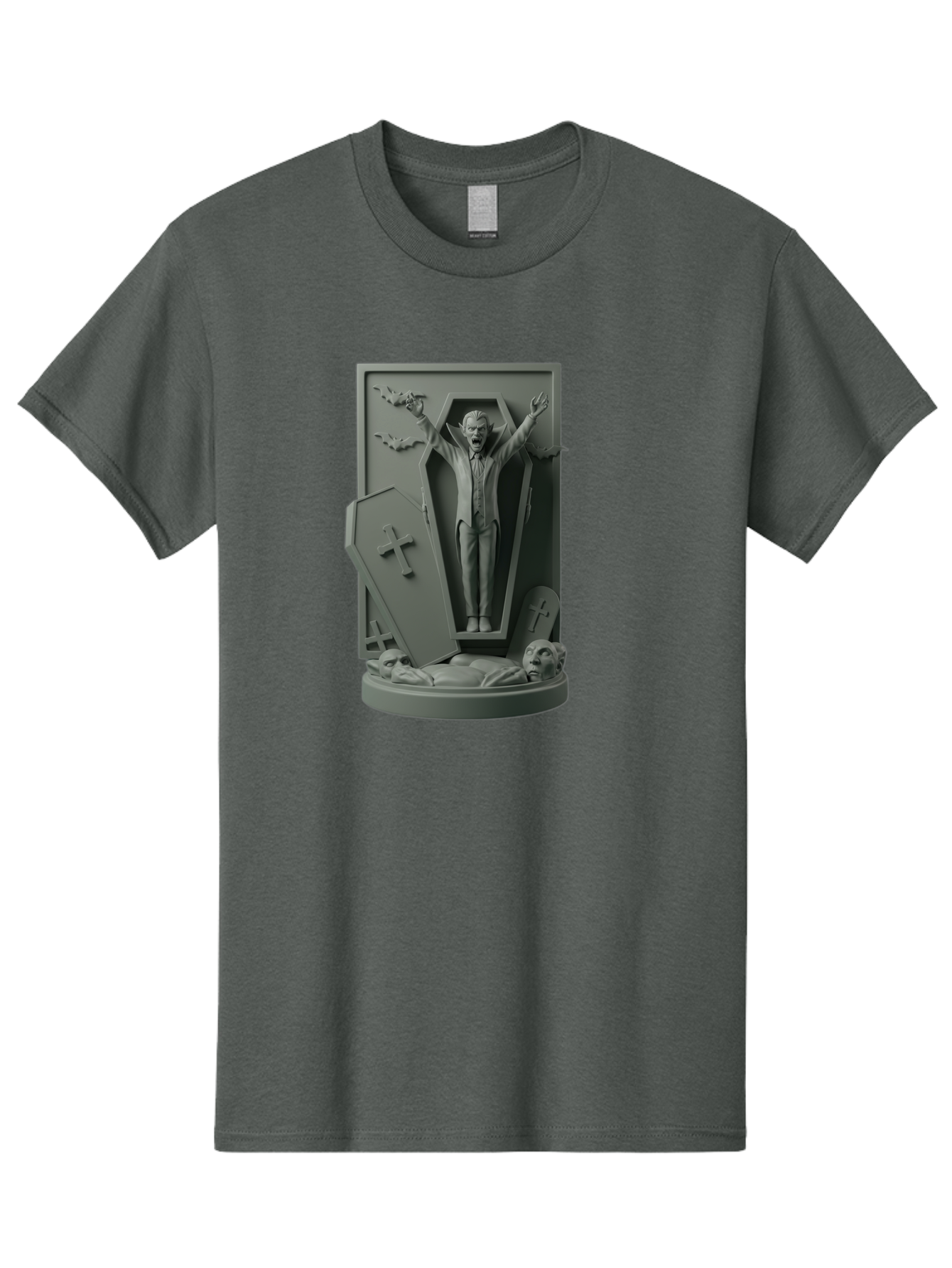 Vampire-Rising Men'S Graphic Tee, 100% Cotton, Comfortable Casual Summer Wear, Machine Washable, Vampire Rising From Coffin, Undead Creature, Horror Theme, Spooky Atmosphere, Bats Flying, Cross Symbol, Undead Rising, Gothic Style, Bac544 13