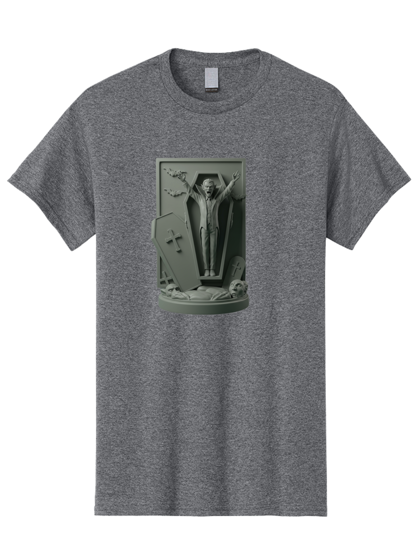 Vampire-Rising Men'S Graphic Tee, 100% Cotton, Comfortable Casual Summer Wear, Machine Washable, Vampire Rising From Coffin, Undead Creature, Horror Theme, Spooky Atmosphere, Bats Flying, Cross Symbol, Undead Rising, Gothic Style, Bac544 11