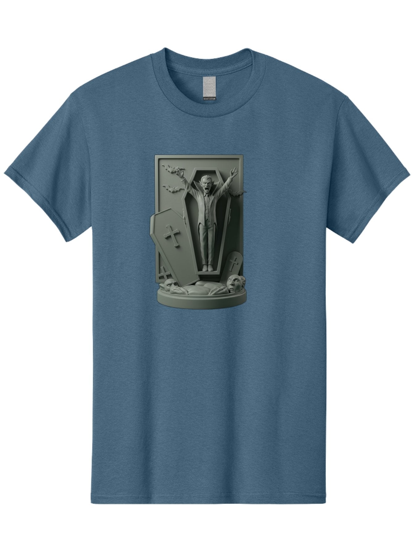 Vampire-Rising Men'S Graphic Tee, 100% Cotton, Comfortable Casual Summer Wear, Machine Washable, Vampire Rising From Coffin, Undead Creature, Horror Theme, Spooky Atmosphere, Bats Flying, Cross Symbol, Undead Rising, Gothic Style, Bac544 14