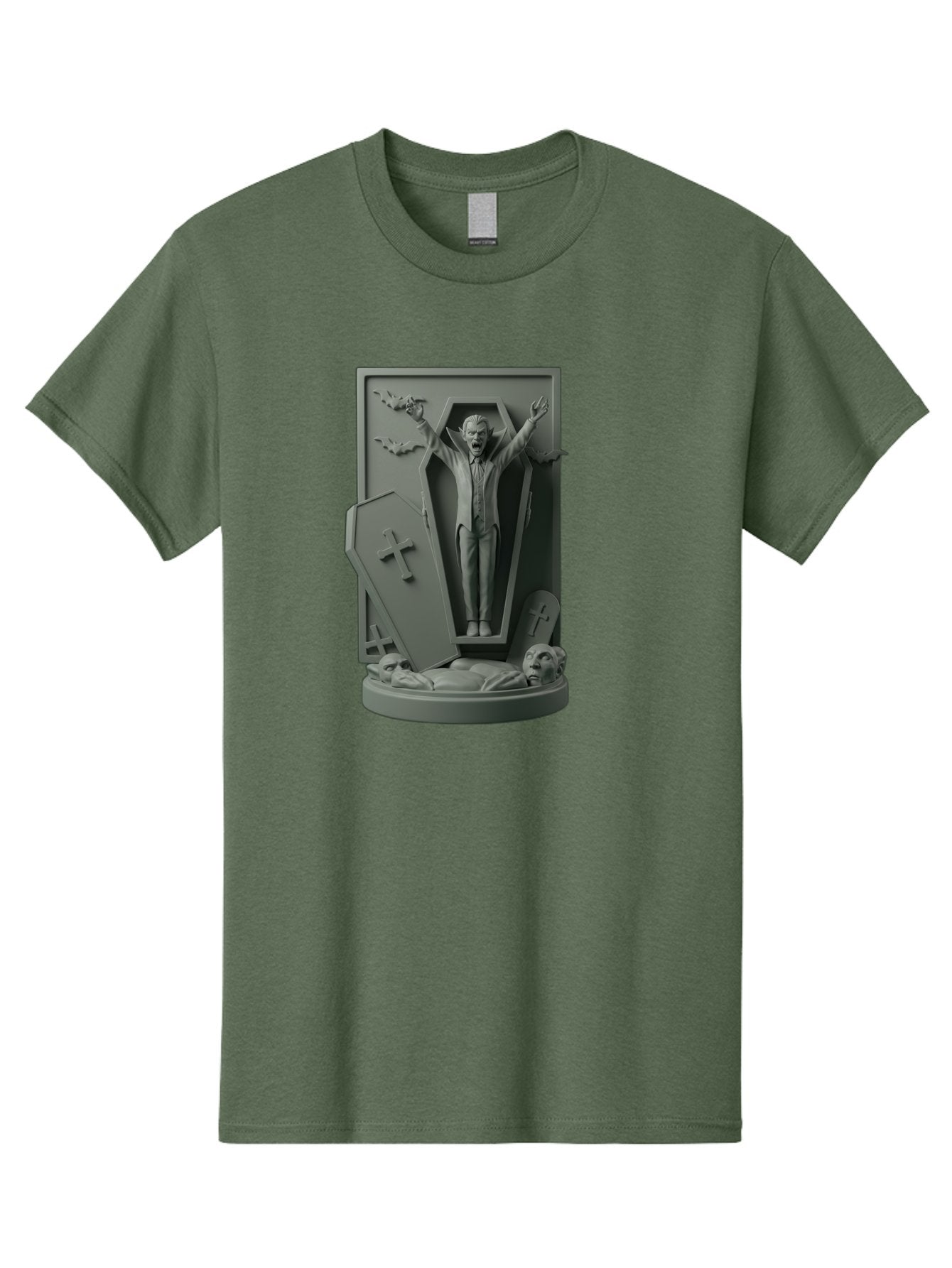 Vampire-Rising Men'S Graphic Tee, 100% Cotton, Comfortable Casual Summer Wear, Machine Washable, Vampire Rising From Coffin, Undead Creature, Horror Theme, Spooky Atmosphere, Bats Flying, Cross Symbol, Undead Rising, Gothic Style, Bac544 12