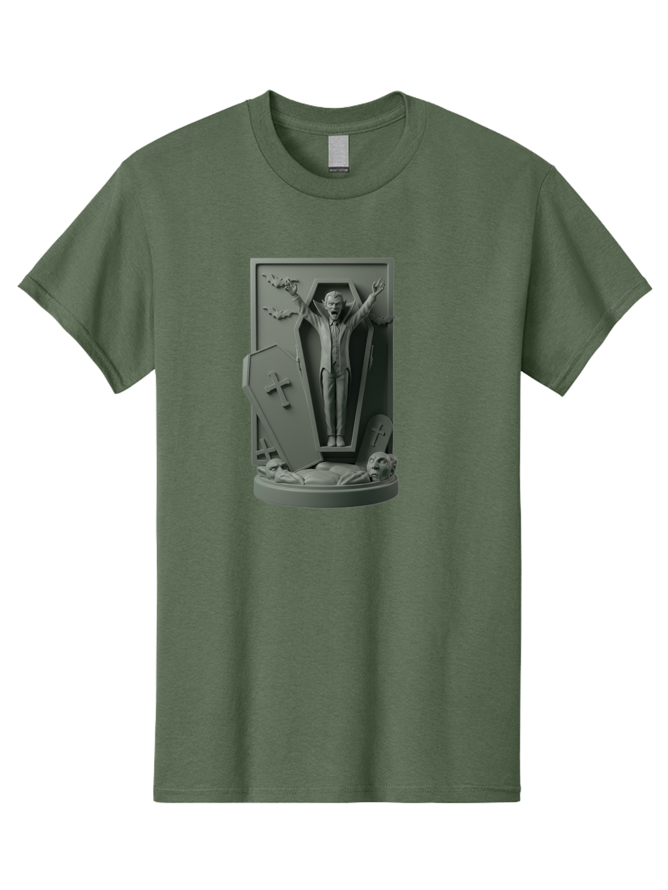 Vampire-Rising Men'S Graphic Tee, 100% Cotton, Comfortable Casual Summer Wear, Machine Washable, Vampire Rising From Coffin, Undead Creature, Horror Theme, Spooky Atmosphere, Bats Flying, Cross Symbol, Undead Rising, Gothic Style, Bac544 3