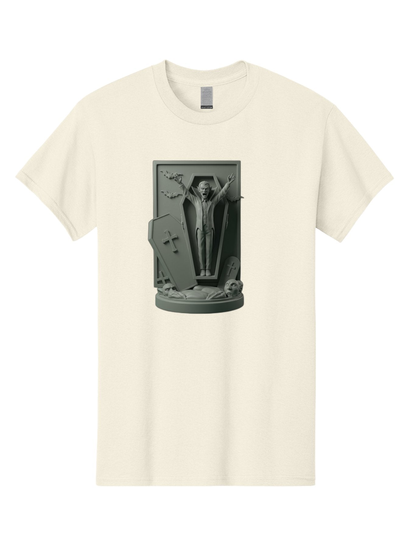 Vampire-Rising Men'S Graphic Tee, 100% Cotton, Comfortable Casual Summer Wear, Machine Washable, Vampire Rising From Coffin, Undead Creature, Horror Theme, Spooky Atmosphere, Bats Flying, Cross Symbol, Undead Rising, Gothic Style, Bac544 8