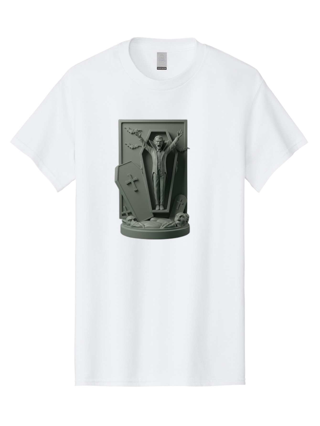 Vampire-Rising Men'S Graphic Tee, 100% Cotton, Comfortable Casual Summer Wear, Machine Washable, Vampire Rising From Coffin, Undead Creature, Horror Theme, Spooky Atmosphere, Bats Flying, Cross Symbol, Undead Rising, Gothic Style, Bac544 4