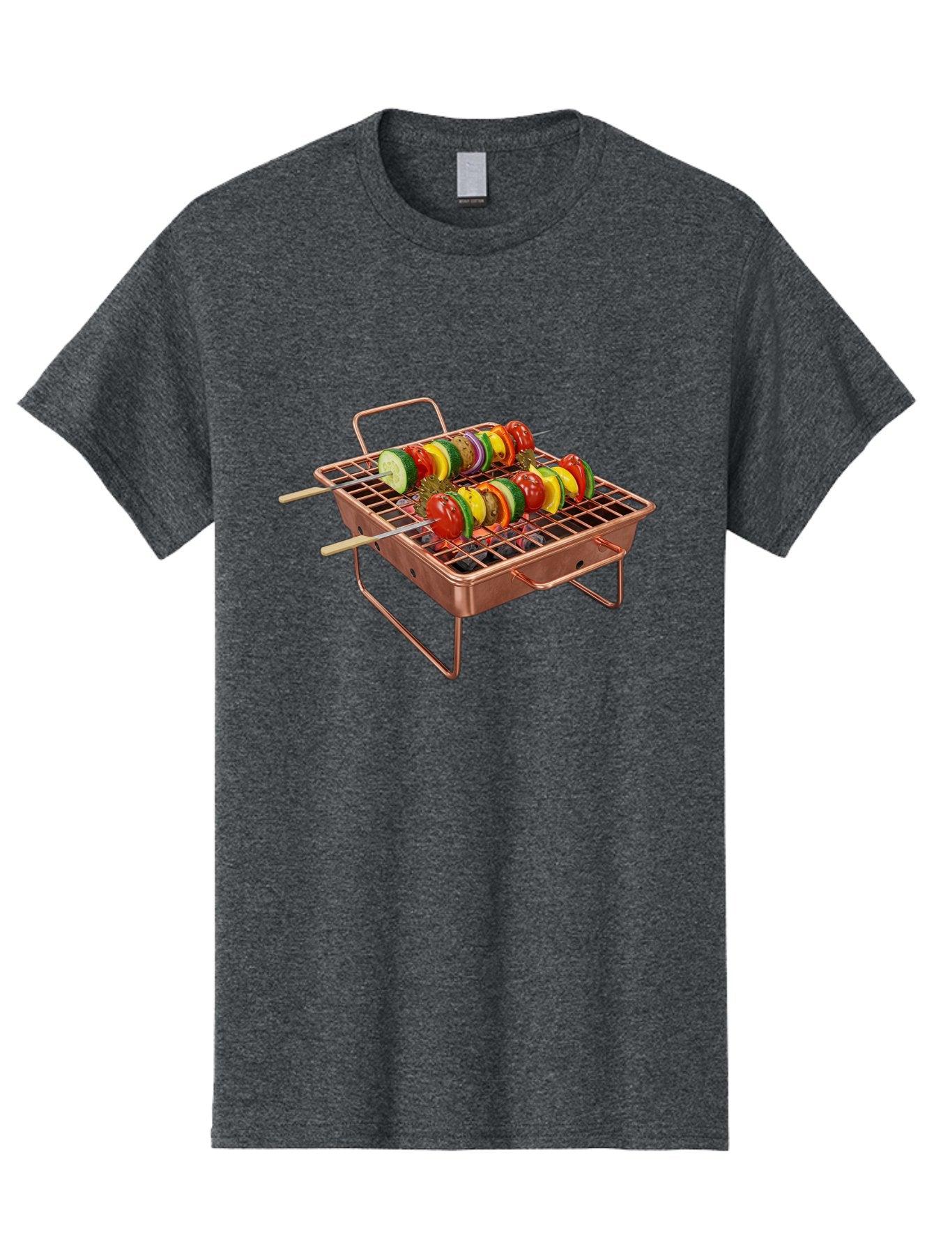 Vegetable-Skewers Men'S Graphic Tee, 100% Cotton, Comfortable Casual Summer Wear, Machine Washable, Grilled Vegetable Skewers, Skewers On Portable Grill, Fresh Vegetables, Outdoor Cooking, Barbecue, Healthy Eating, Vegetable Kebabs, Grilling Bac545 11